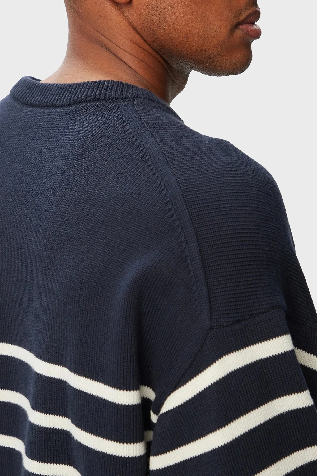 Calvin Klein % 100 Pamuk Çizgili Relaxed Fit LV04RG305GCEF Erkek Sweat LV04RG305G CEF LACİVERT - 5