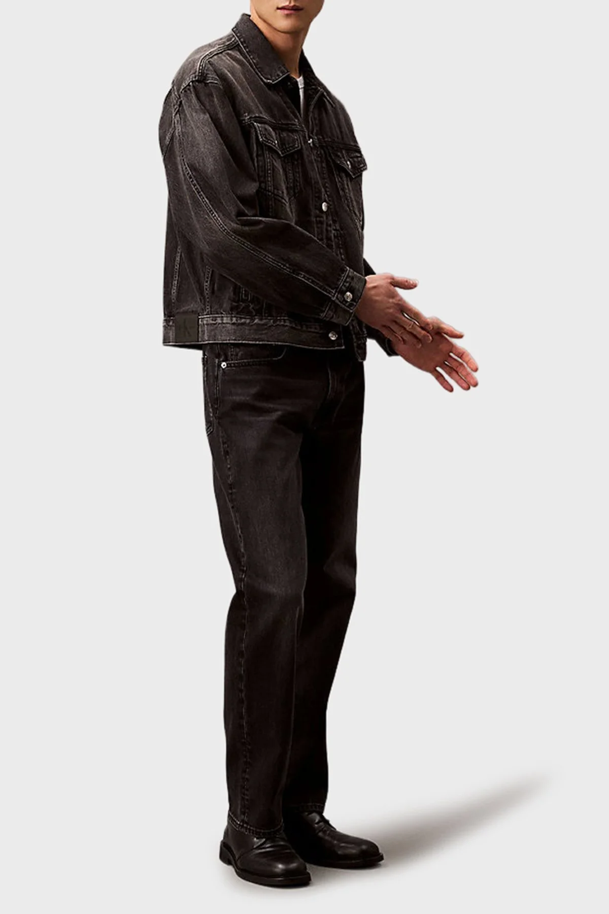 Calvin Klein % 100 Pamuk Comfort Fit Göğüs Cepli LV04RB796GRDD Erkek Kot Ceket LV04RB796G RDD SİYAH - 2