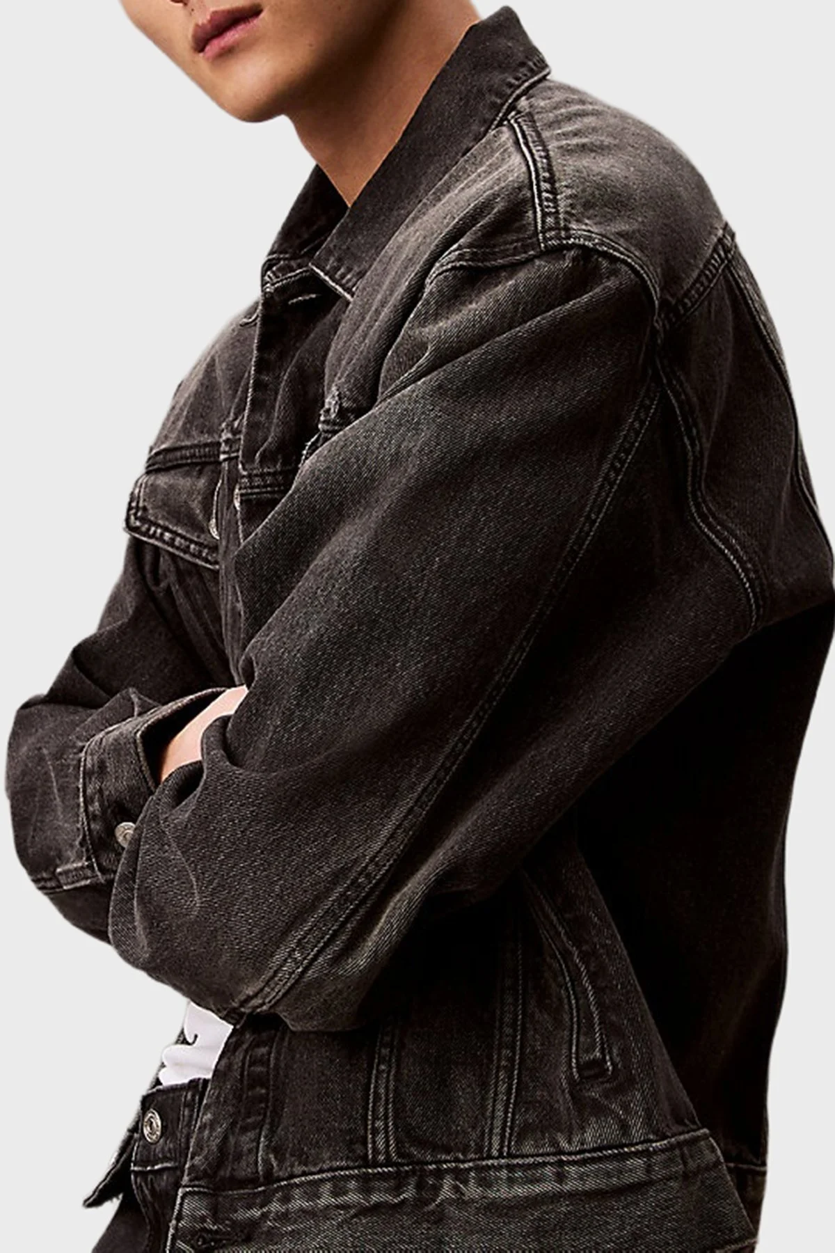 Calvin Klein % 100 Pamuk Comfort Fit Göğüs Cepli LV04RB796GRDD Erkek Kot Ceket LV04RB796G RDD SİYAH - 4