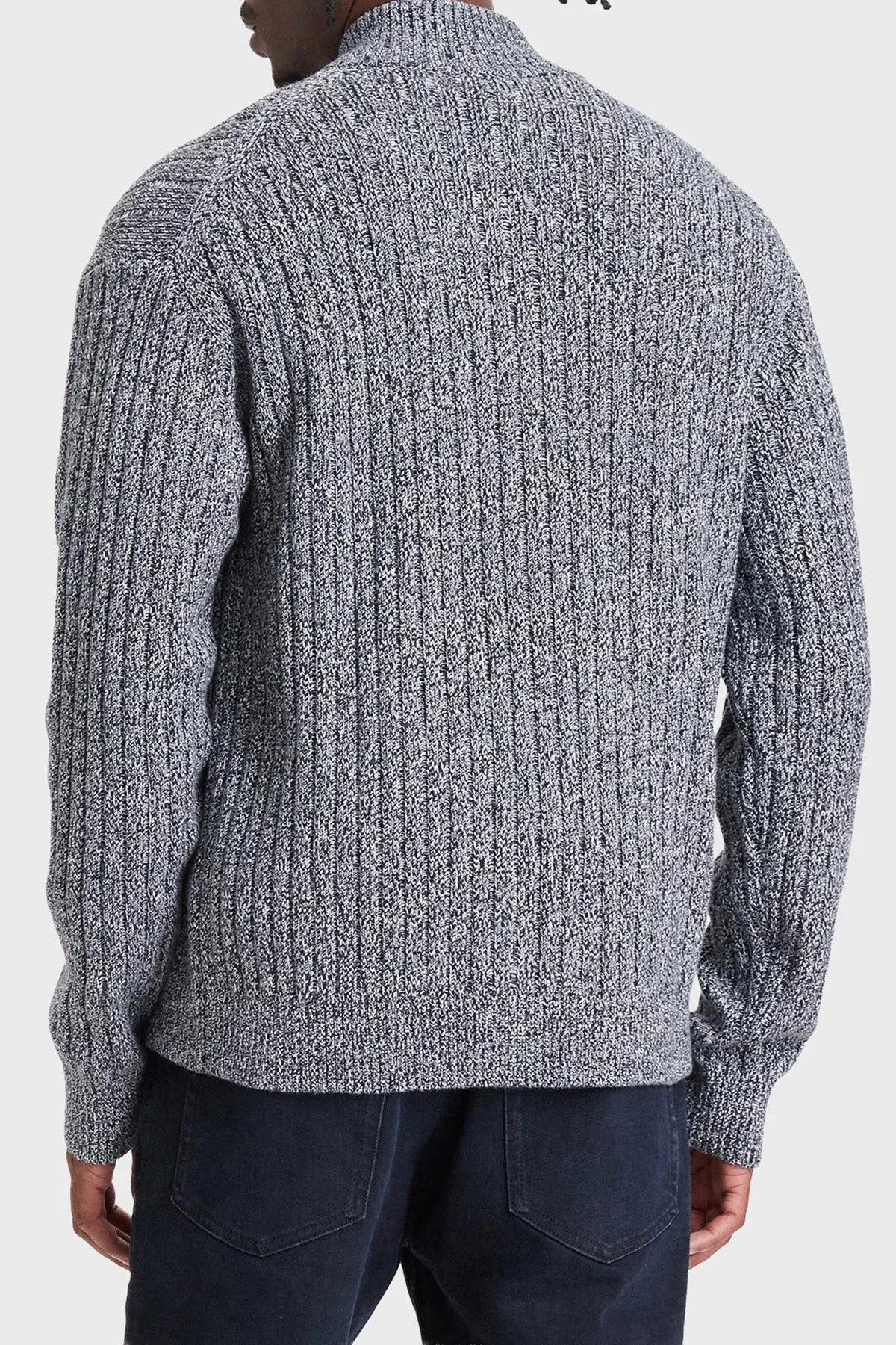 Calvin Klein % 100 Pamuk Dik Yaka LV04RH319GCEF Erkek Hırka LV04RH319G CEF Lacivert - 3