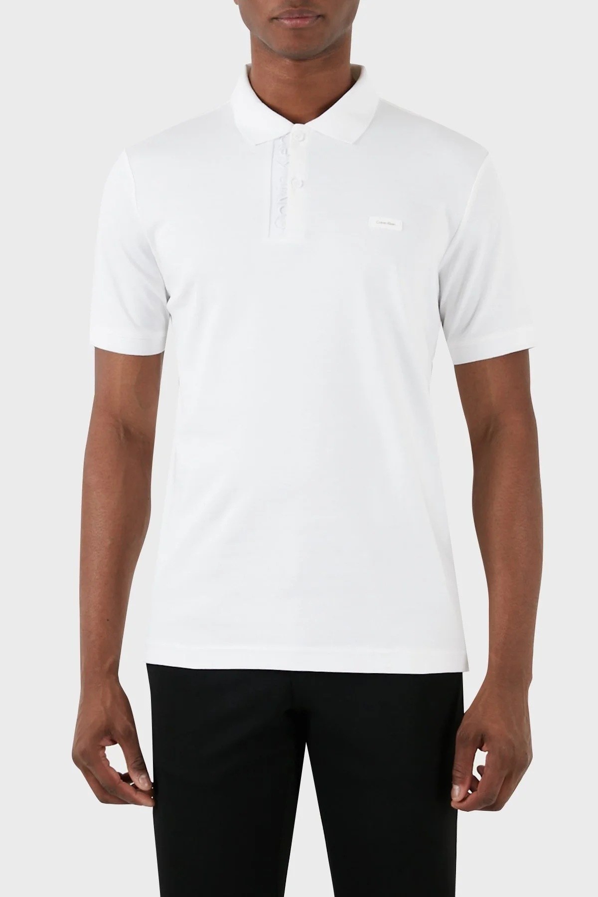 Calvin Klein % 100 Pamuk Düğmeli K10K112473YAF Erkek Polo Yaka T Shirt K10K112473 YAF BEYAZ - 3