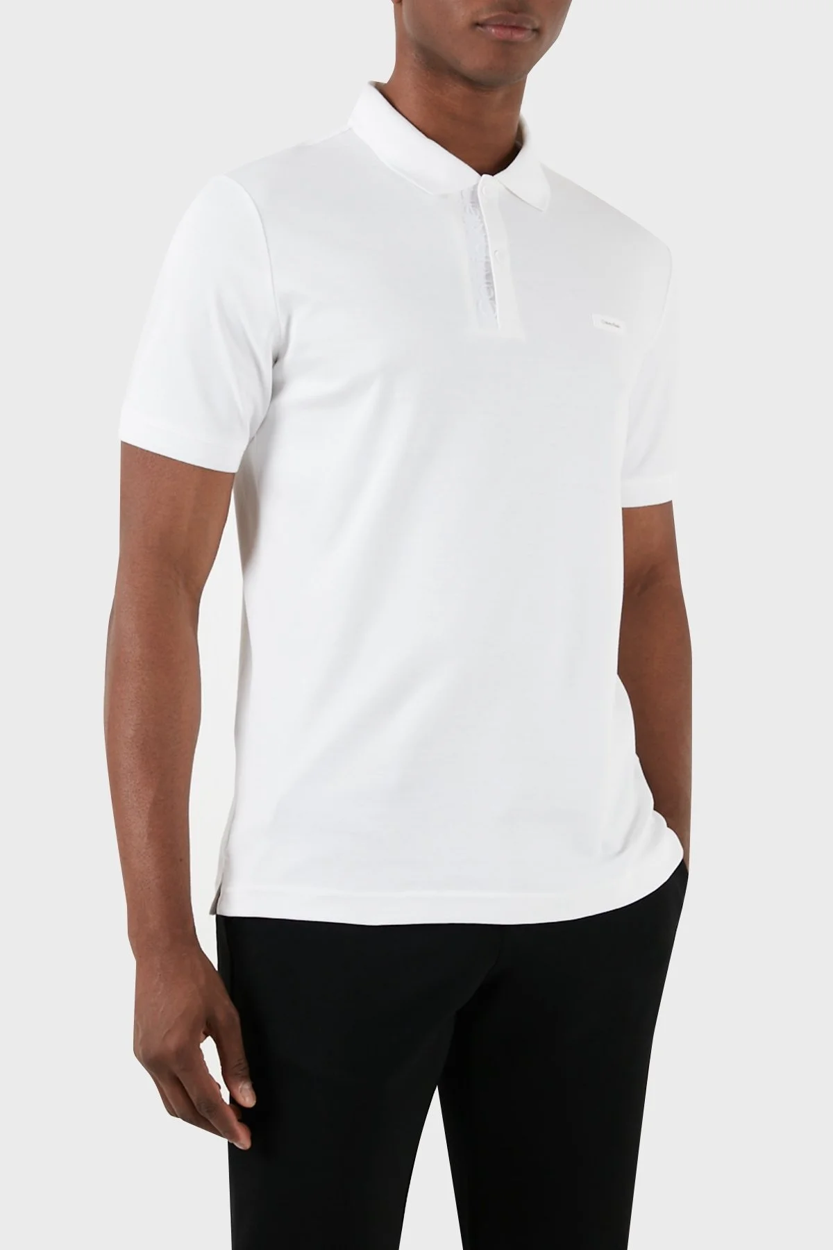 Calvin Klein % 100 Pamuk Düğmeli K10K112473YAF Erkek Polo Yaka T Shirt K10K112473 YAF BEYAZ - 4
