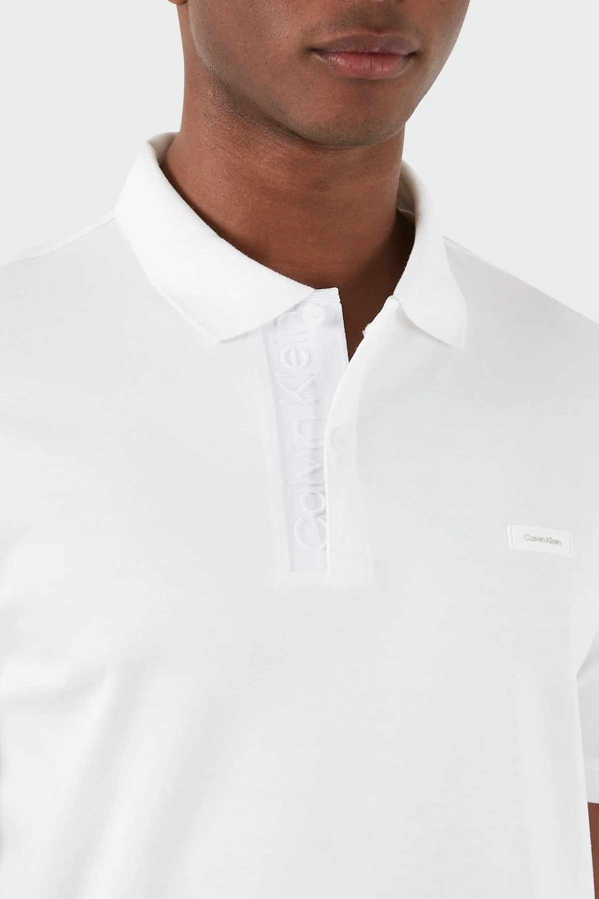 Calvin Klein % 100 Pamuk Düğmeli K10K112473YAF Erkek Polo Yaka T Shirt K10K112473 YAF BEYAZ - 6