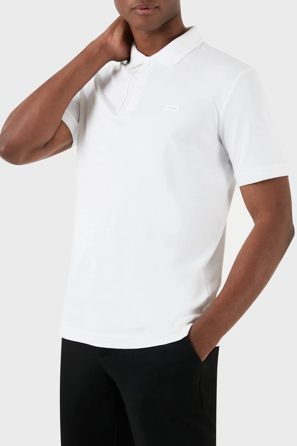Calvin Klein % 100 Pamuk Düğmeli K10K112473YAF Erkek Polo Yaka T Shirt K10K112473 YAF BEYAZ - 7