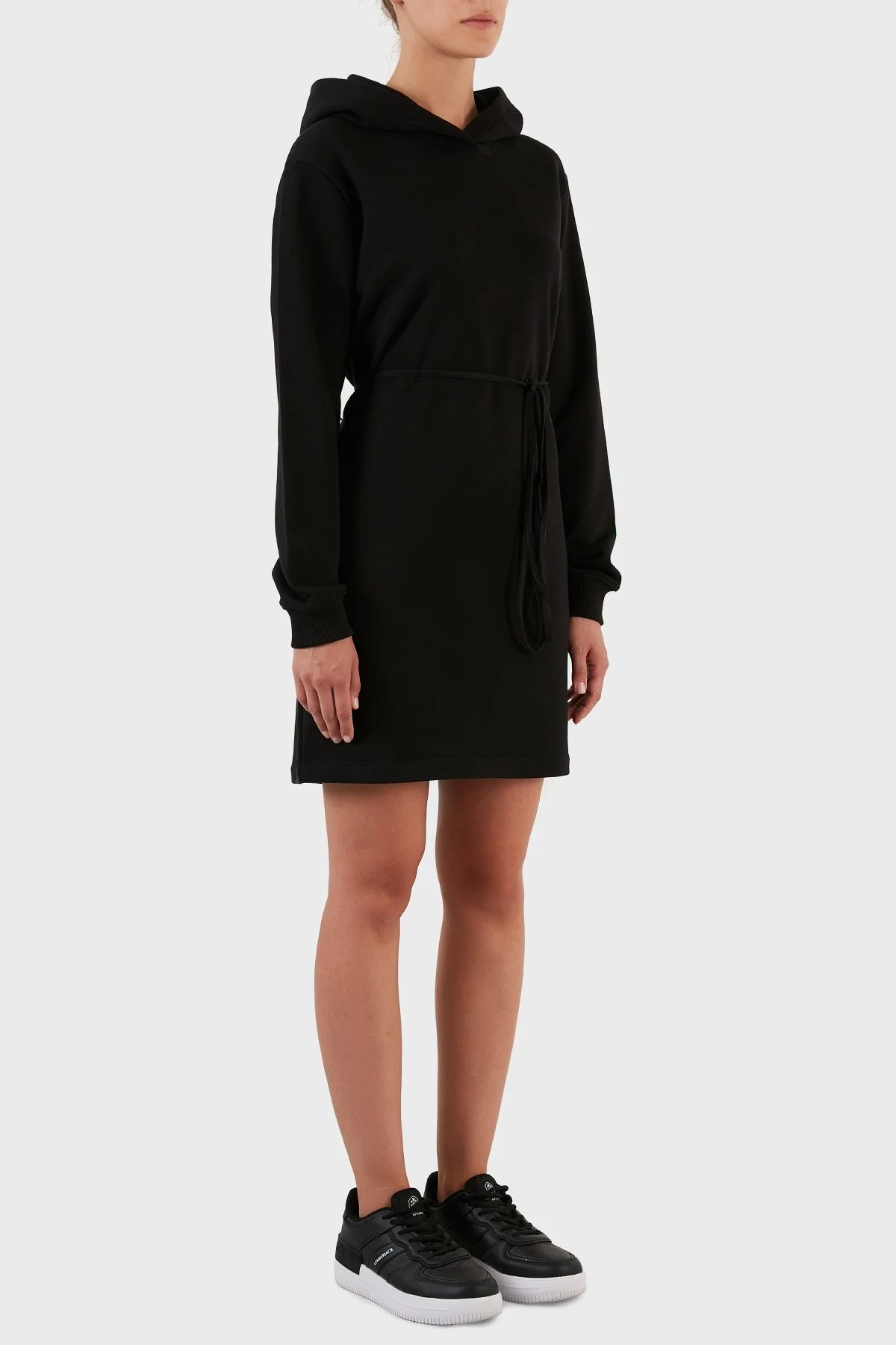 Calvin Klein % 100 Pamuk Logolu Bağcık Detaylı Kapüşonlu Sweat Bayan Elbise J20J219928 BEH SİYAH - 3