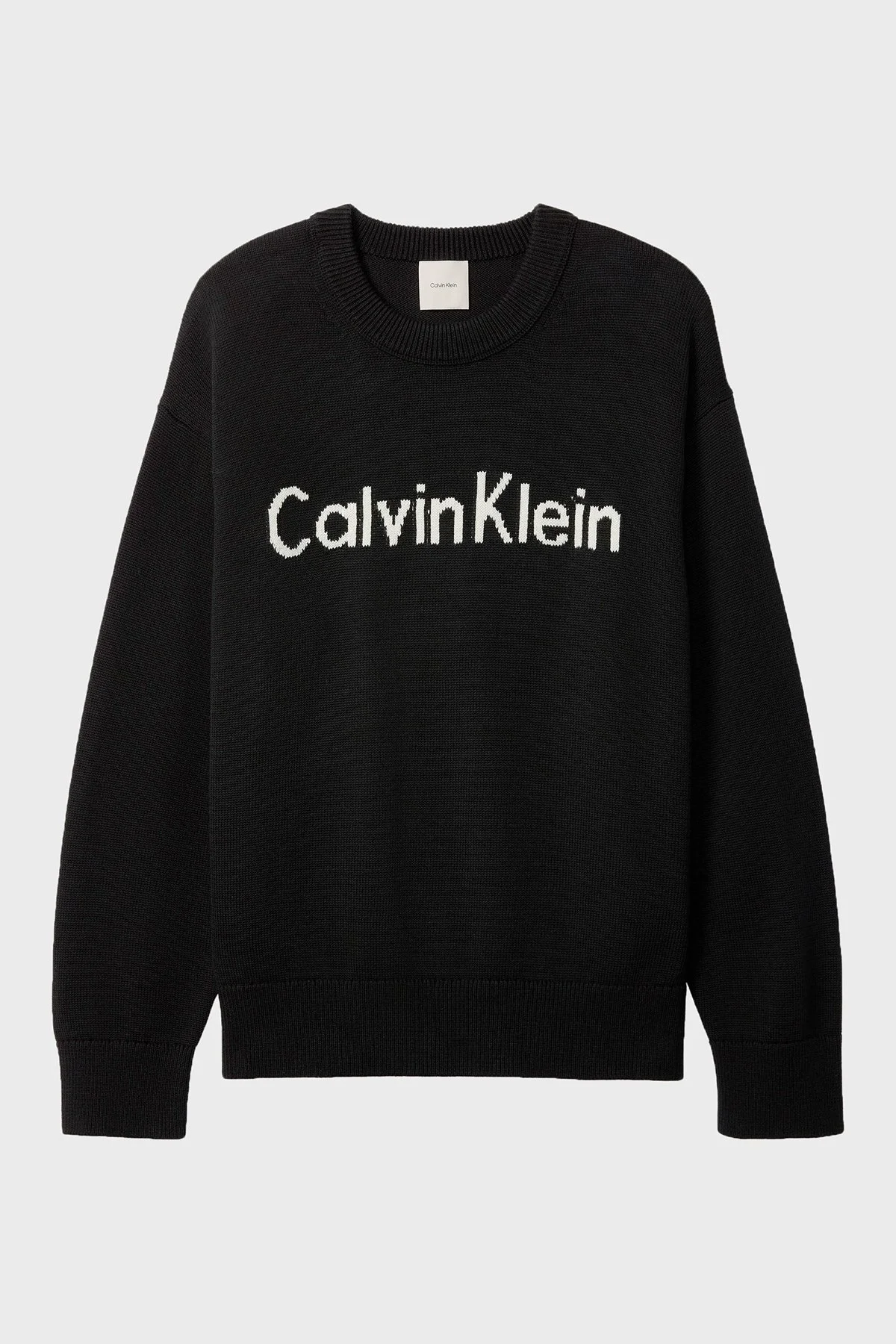 Calvin Klein % 100 Pamuk Logolu Bisiklet Yaka Örme LV044G313GUB1 Kadın Kazak LV044G313G UB1 SİYAH - 5