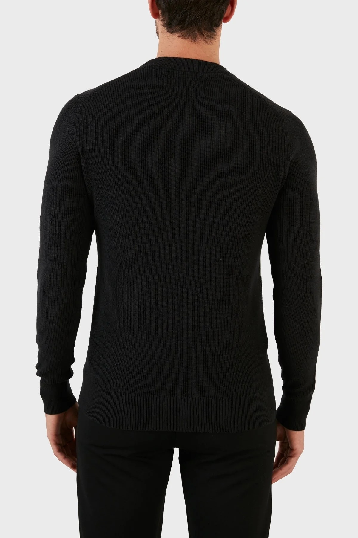 Calvin Klein % 100 Pamuk Logolu Regular Fit Bisiklet Yaka Erkek Kazak J30J322203 BEH SİYAH - 5