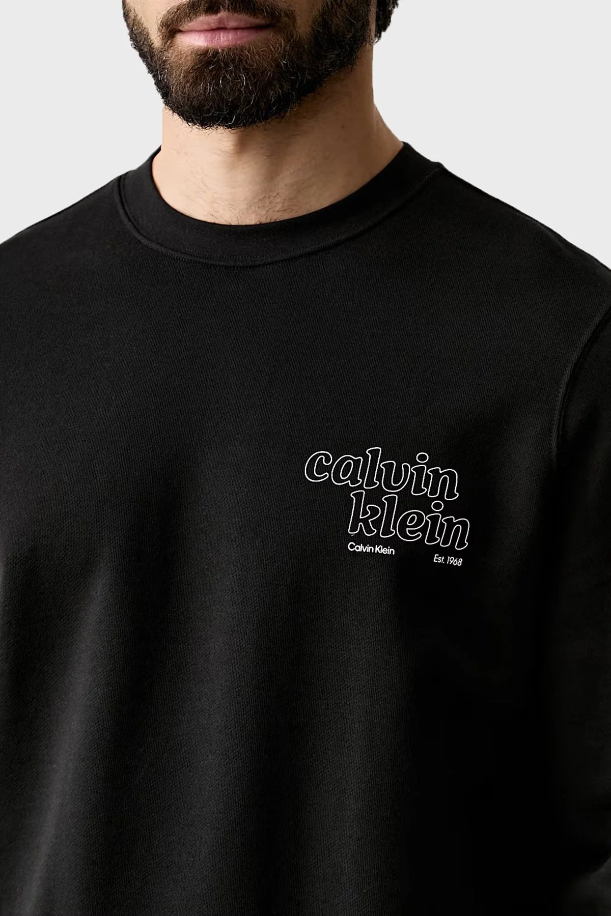 Calvin Klein % 100 Pamuk Logolu Regular Fit Bisiklet Yaka LV04RG274GUB1 Erkek Sweat LV04RG274G UB1 SİYAH - 4