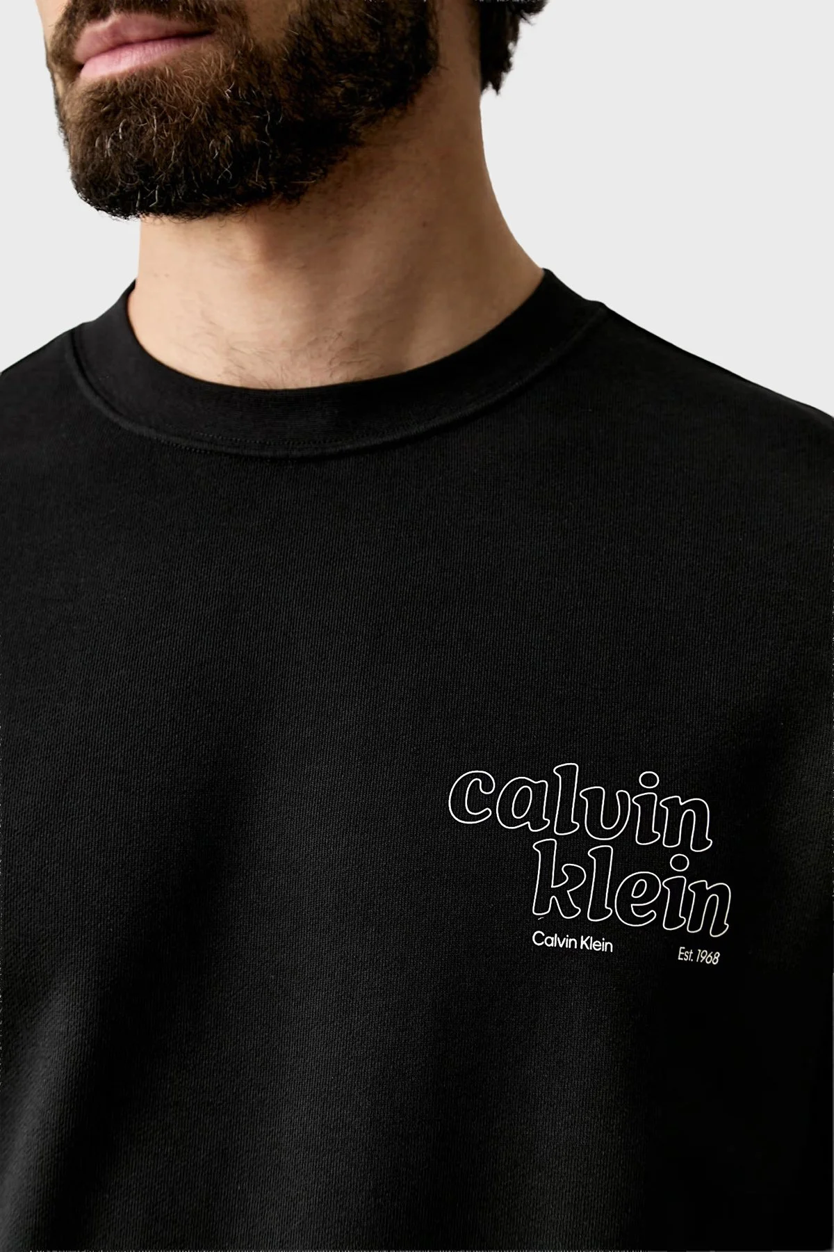 Calvin Klein % 100 Pamuk Logolu Regular Fit Bisiklet Yaka LV04RG274GUB1 Erkek Sweat LV04RG274G UB1 SİYAH - 5