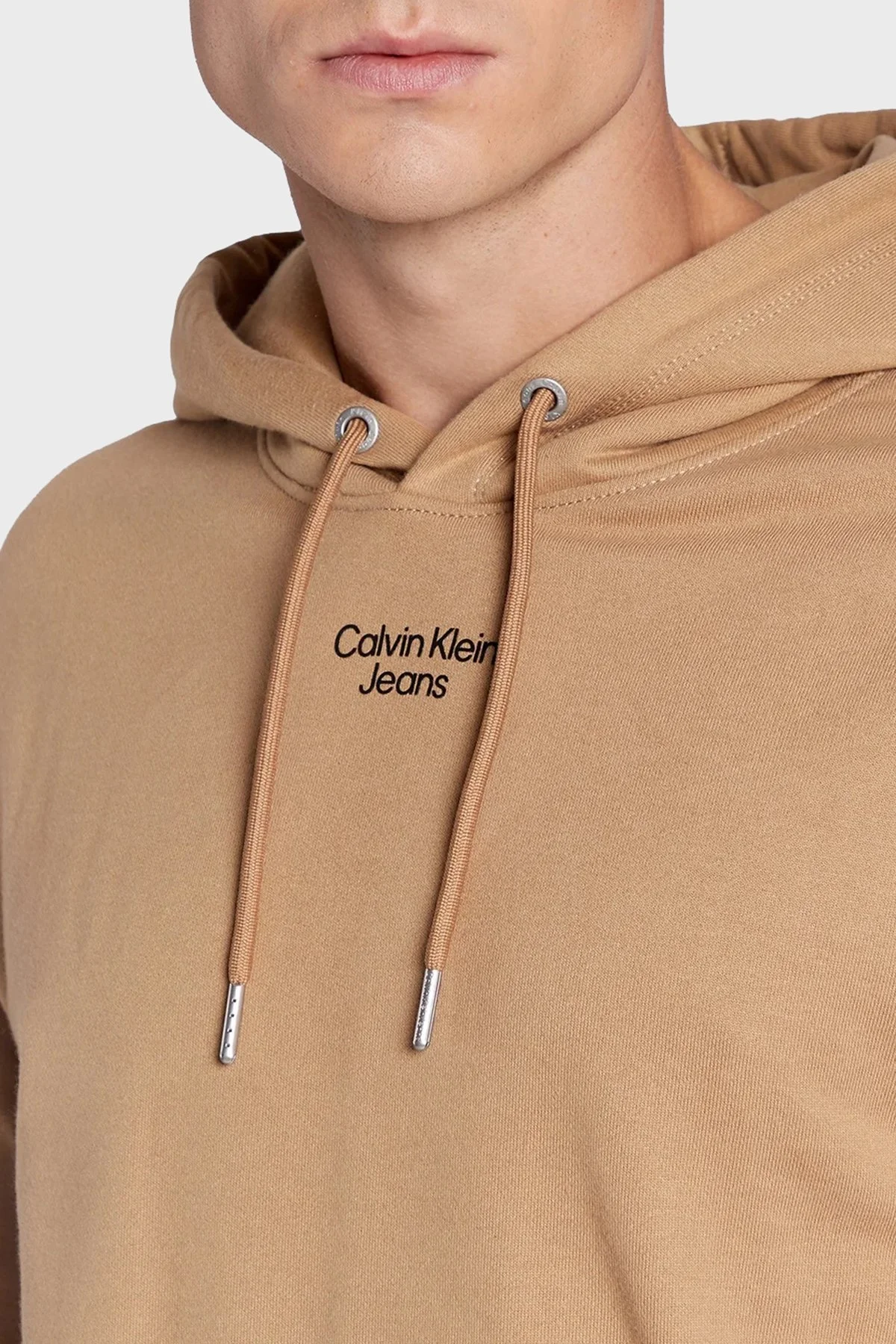 Calvin Klein % 100 Pamuk Logolu Relaxed Fit Kapüşonlu Erkek Sweat J30J320604 GV7 KAHVE - 4