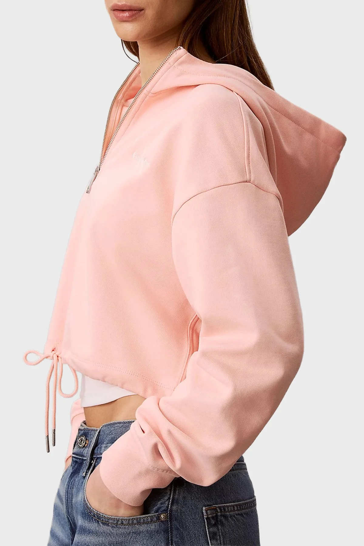 Calvin Klein % 100 Pamuk Logolu Relaxed Fit LV047G203G4TJ Kadın Sweat LV047G203G 4TJ ŞEFTALİ - 3