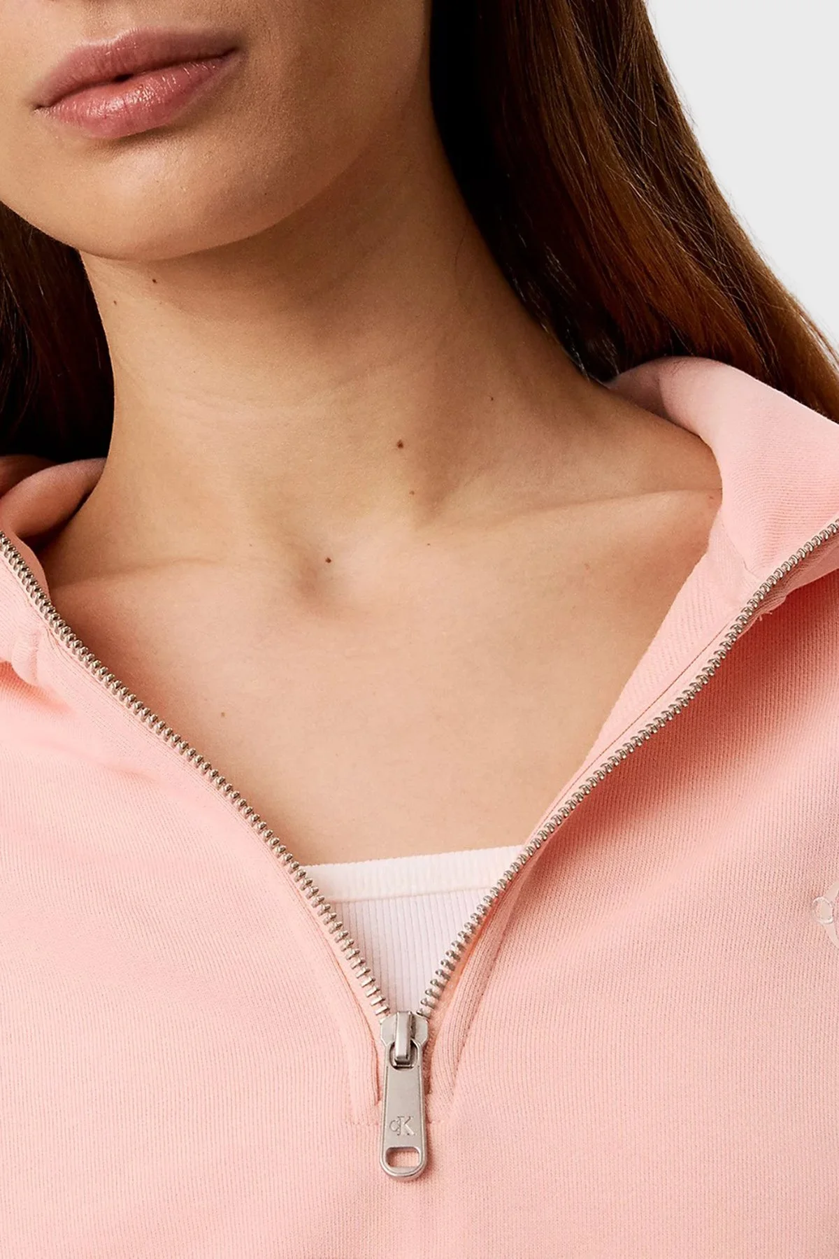 Calvin Klein % 100 Pamuk Logolu Relaxed Fit LV047G203G4TJ Kadın Sweat LV047G203G 4TJ ŞEFTALİ - 5