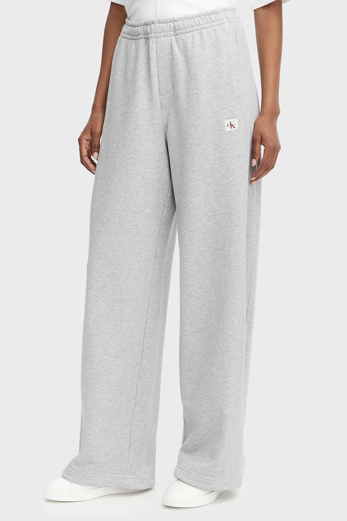 Calvin Klein % 100 Pamuk Logolu Relaxed Fit Yüksek Bel LV047C249GP79 Kadın Pantolon LV047C249G P79 GRİ - 1