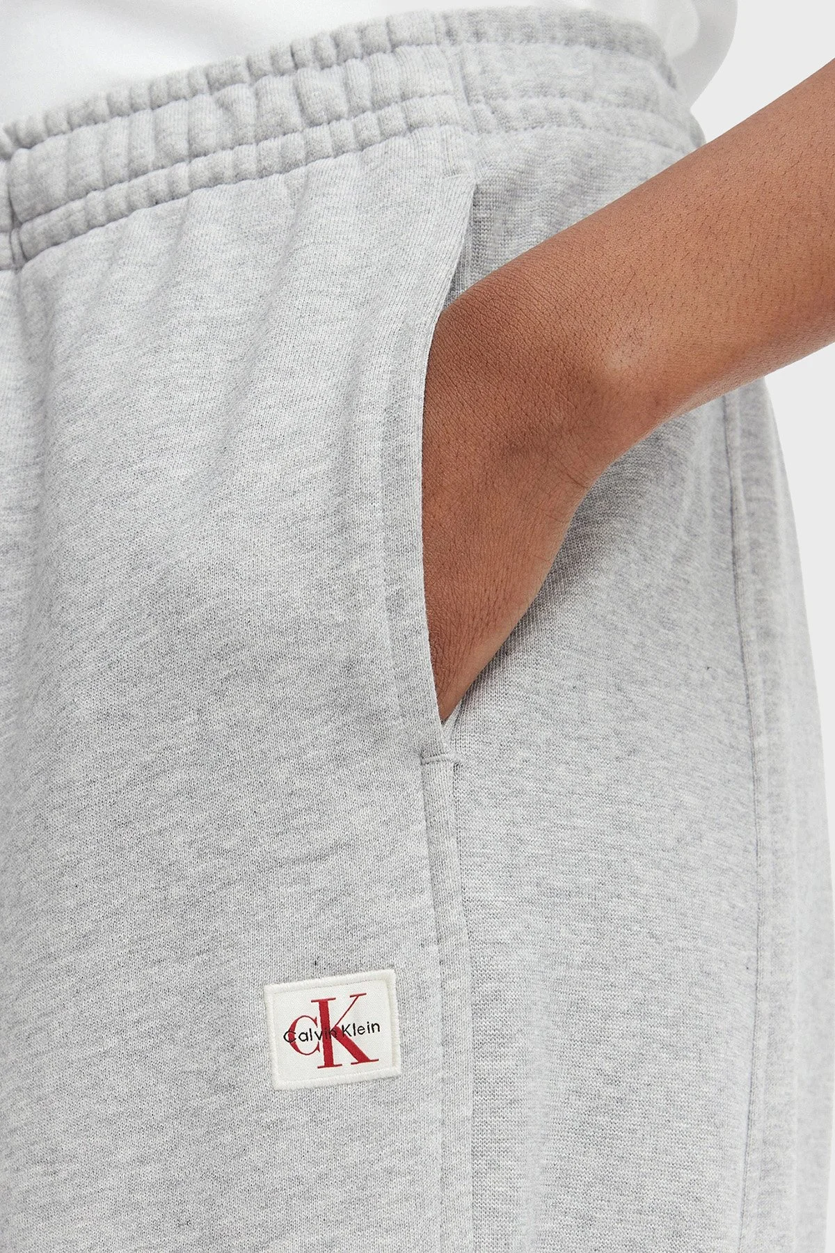 Calvin Klein % 100 Pamuk Logolu Relaxed Fit Yüksek Bel LV047C249GP79 Kadın Pantolon LV047C249G P79 GRİ - 4