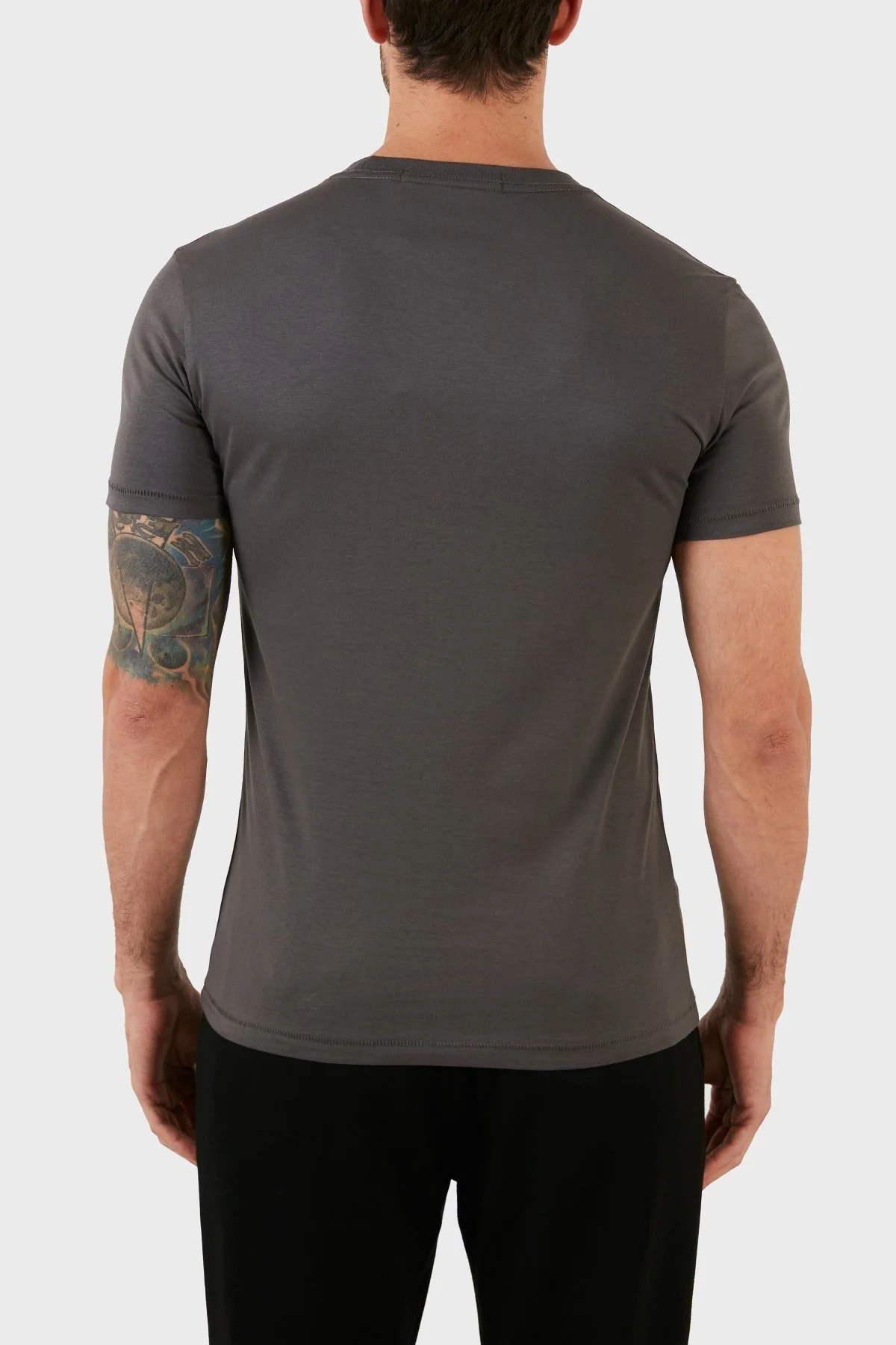 Calvin Klein % 100 Pamuk Logolu Slim Fit Bisiklet Yaka Erkek T Shirt J30J320806 PRC FÜME - 5
