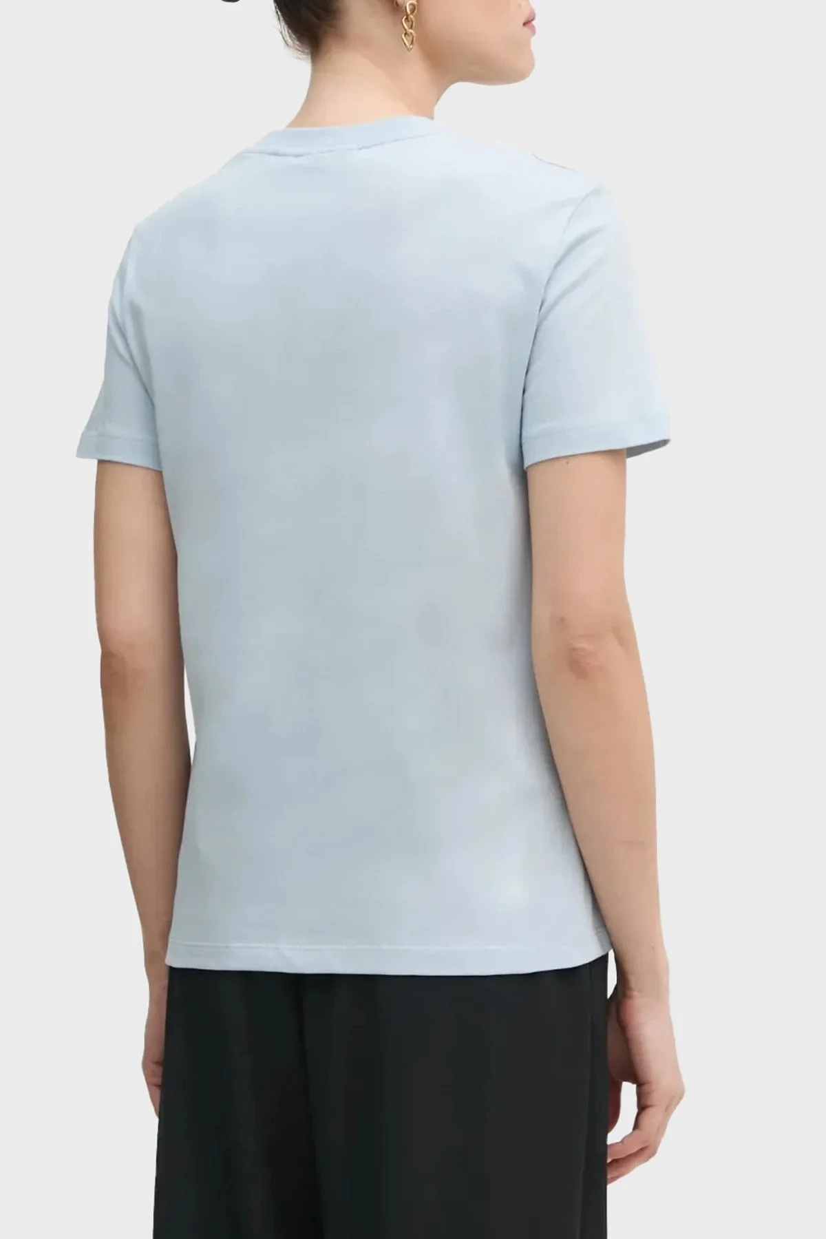 Calvin Klein % 100 Pamuk Regular Fit Bisiklet Yaka J20J225243CUI Bayan T Shirt J20J225243 CUI AÇIK MAVİ - 8