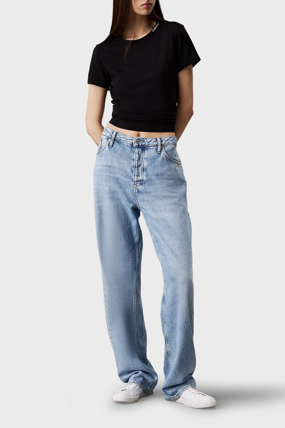 Calvin Klein % 100 Pamuk Regular Fit Bisiklet Yaka J20J225540BEH Bayan T Shirt J20J225540 BEH SİYAH - 6