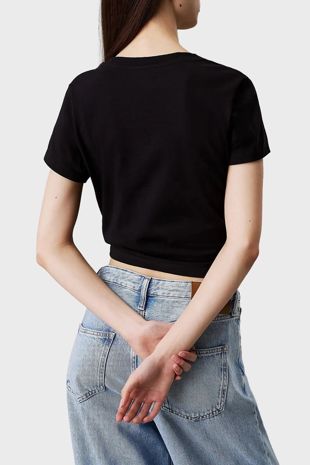 Calvin Klein % 100 Pamuk Regular Fit Bisiklet Yaka J20J225540BEH Bayan T Shirt J20J225540 BEH SİYAH - 7