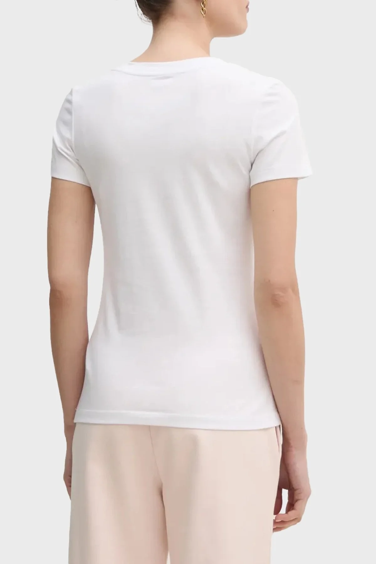 Calvin Klein % 100 Pamuk Regular Fit Bisiklet Yaka J20J225540YAA Bayan T Shirt J20J225540 YAA BEYAZ - 7