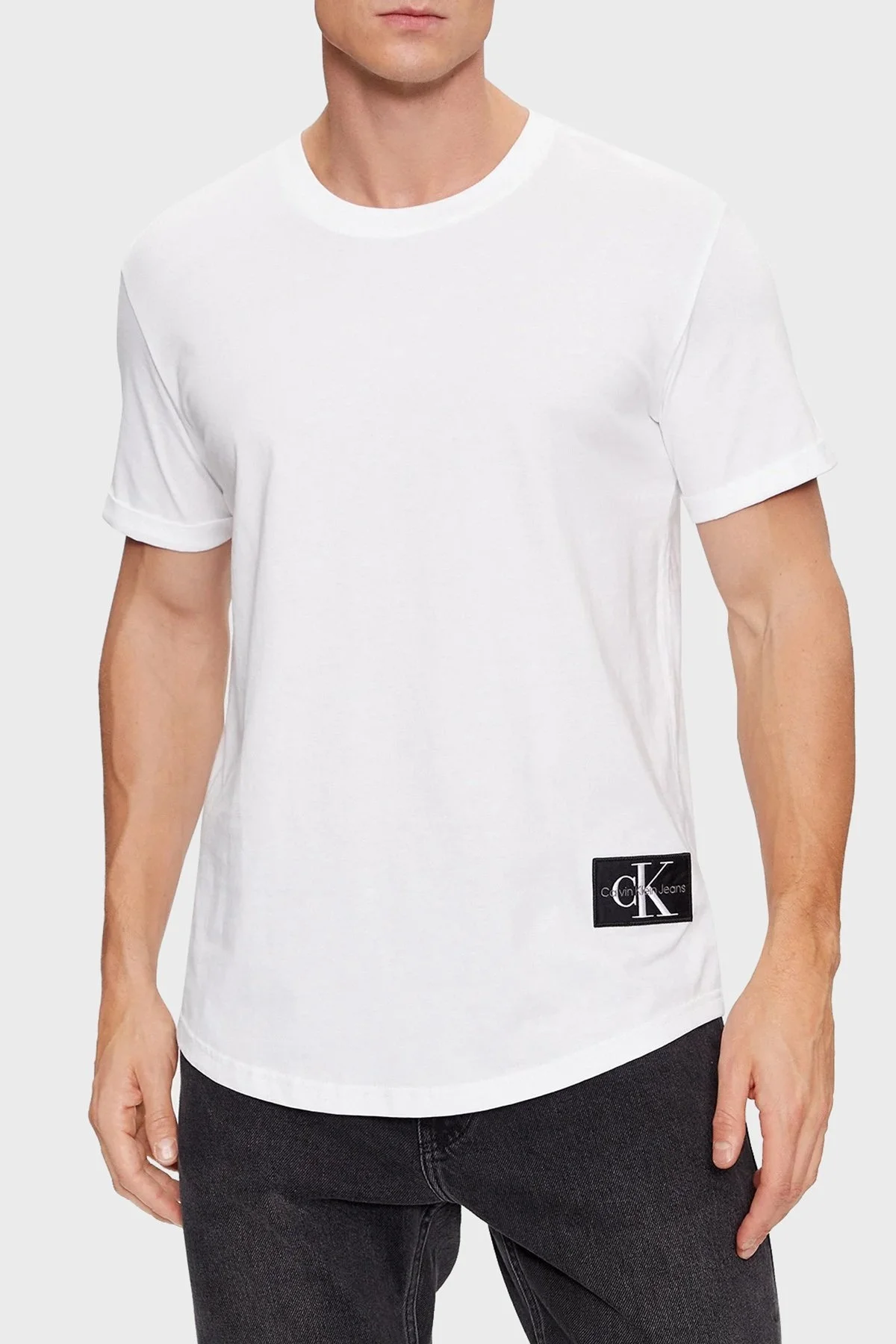 Calvin Klein % 100 Pamuk Regular Fit Bisiklet Yaka J30J323482YAF Erkek T Shirt J30J323482 YAF BEYAZ - 6