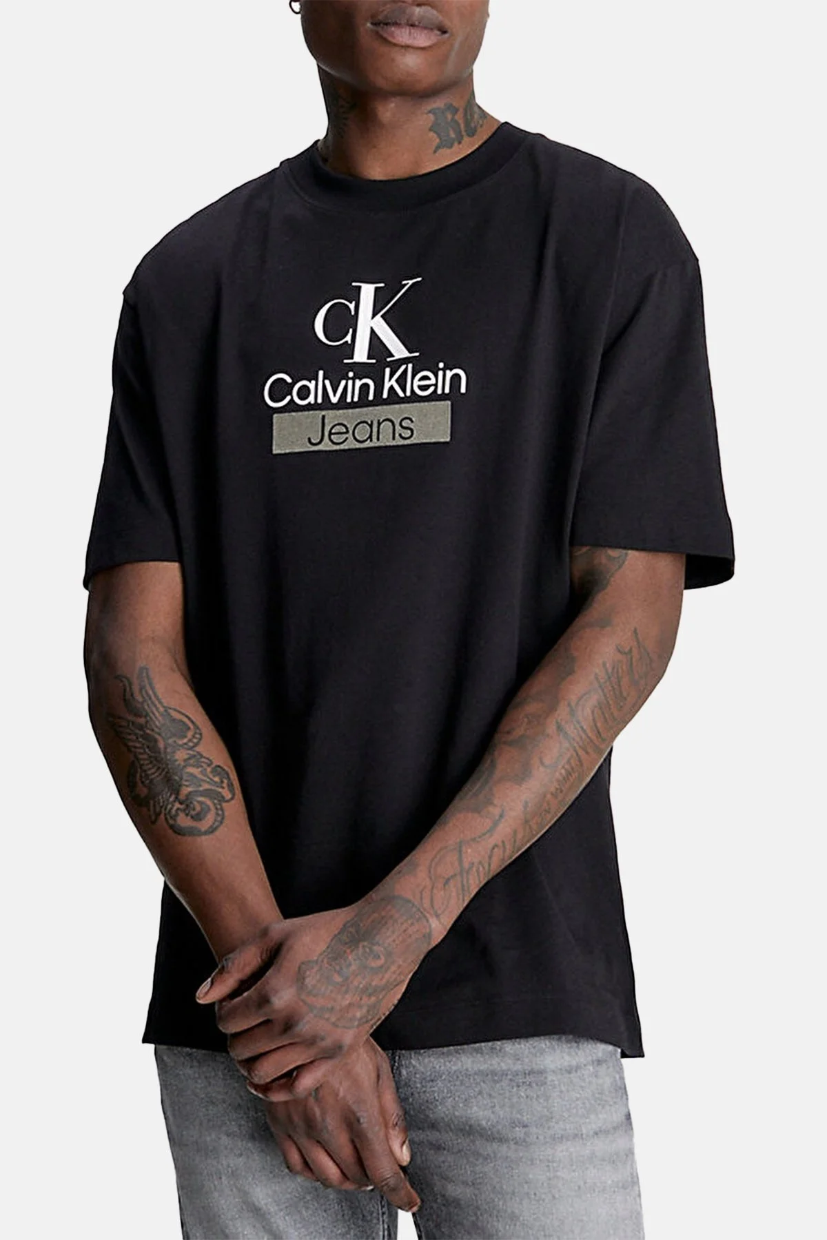 Calvin Klein % 100 Pamuk Regular Fit Bisiklet Yaka J30J323759BEH Erkek T Shirt J30J323759 BEH SİYAH - 1
