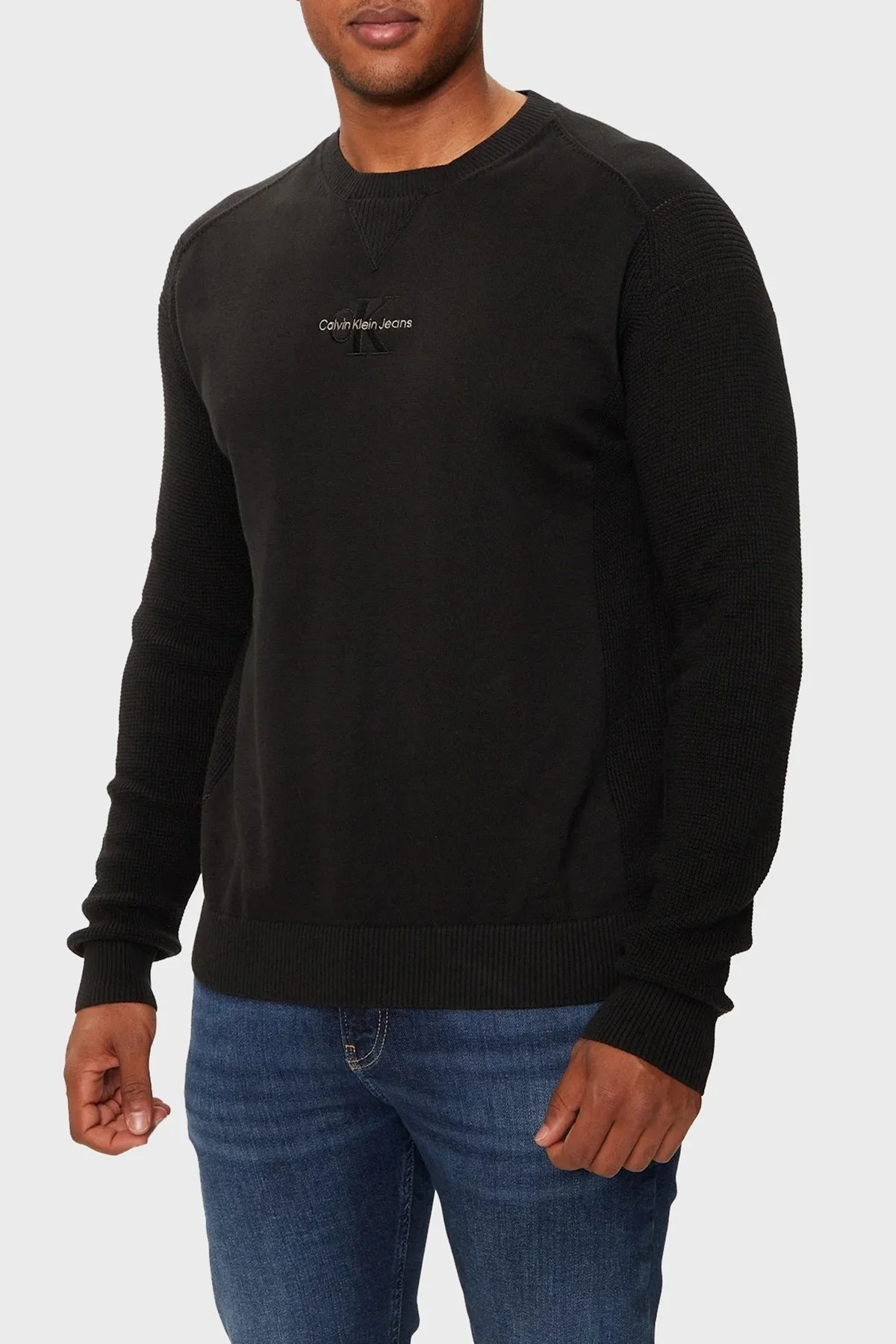 Calvin Klein % 100 Pamuk Regular Fit Bisiklet Yaka J30J3256710GM Erkek Kazak J30J325671 0GM SİYAH - 1