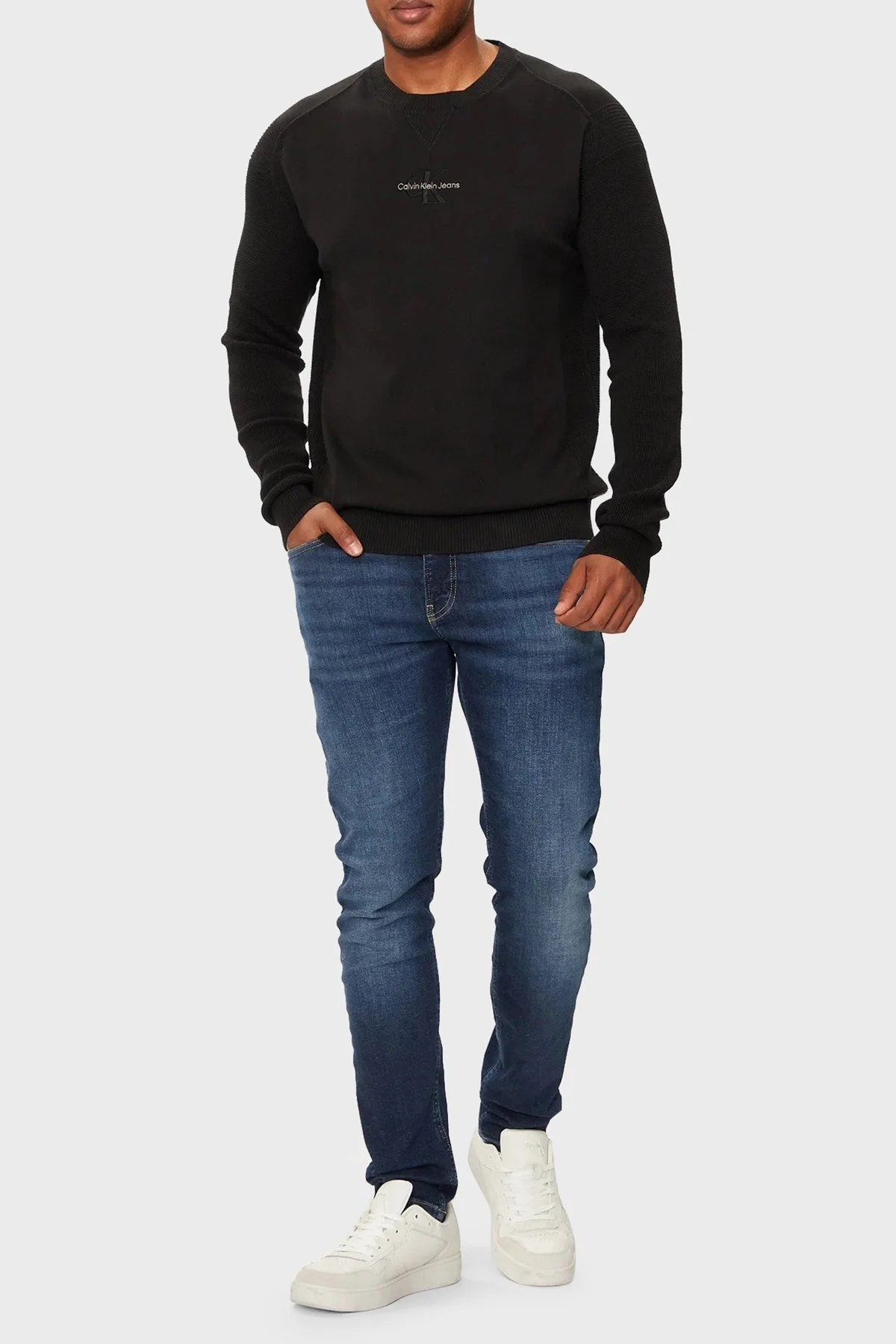 Calvin Klein % 100 Pamuk Regular Fit Bisiklet Yaka J30J3256710GM Erkek Kazak J30J325671 0GM SİYAH - 2