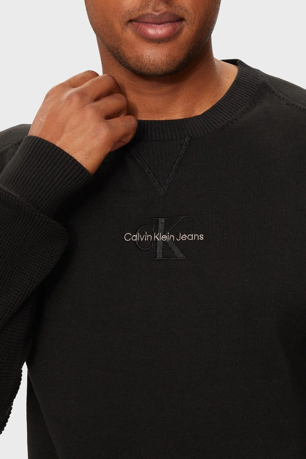 Calvin Klein % 100 Pamuk Regular Fit Bisiklet Yaka J30J3256710GM Erkek Kazak J30J325671 0GM SİYAH - 5