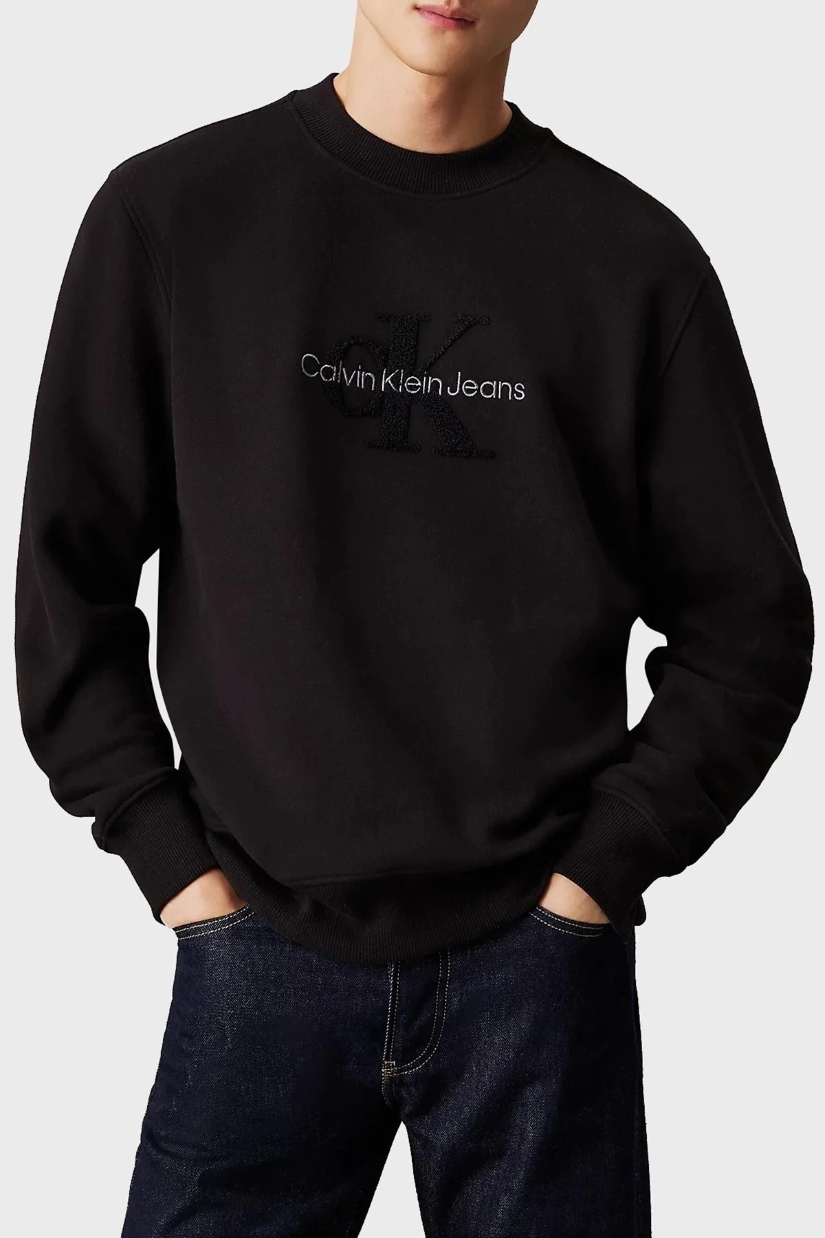 Calvin Klein % 100 Pamuk Regular Fit Bisiklet Yaka J30J326144BEH Erkek Sweat J30J326144 BEH SİYAH - 1