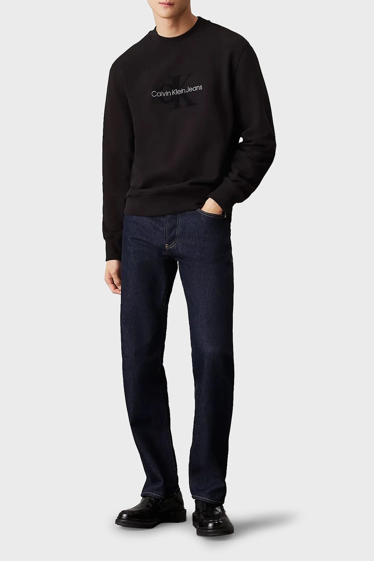 Calvin Klein % 100 Pamuk Regular Fit Bisiklet Yaka J30J326144BEH Erkek Sweat J30J326144 BEH SİYAH - 3