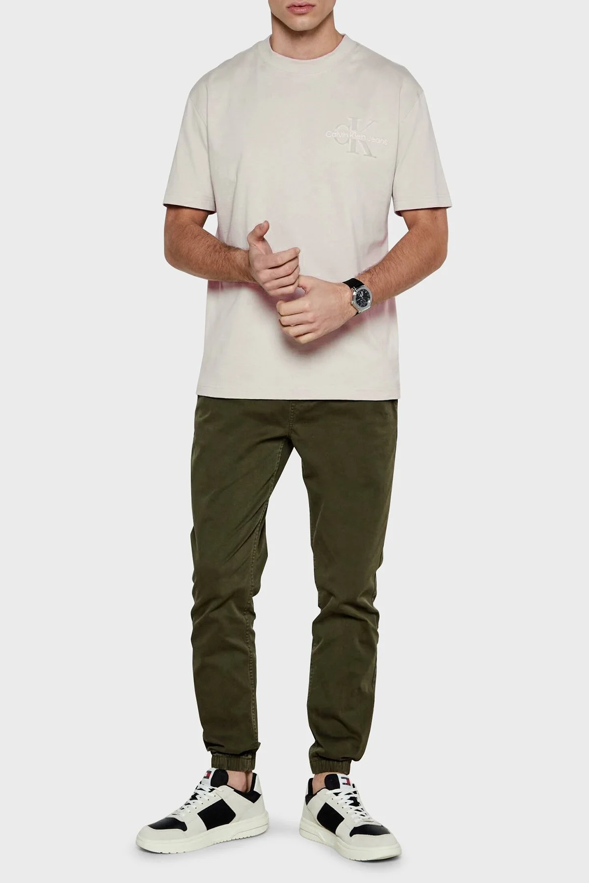 Calvin Klein % 100 Pamuk Regular Fit Bisiklet Yaka J30J327107PDH Erkek T Shirt J30J327107 PDH AÇIK GRİ - 3