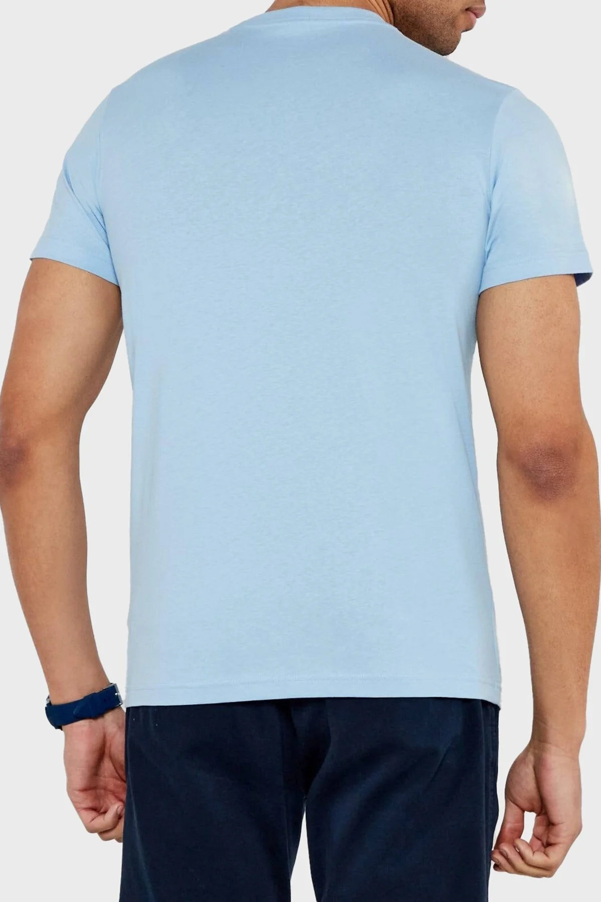 Calvin Klein % 100 Pamuk Regular Fit Bisiklet Yaka J30J327469CBR Erkek T Shirt J30J327469 CBR AÇIK MAVİ - 7