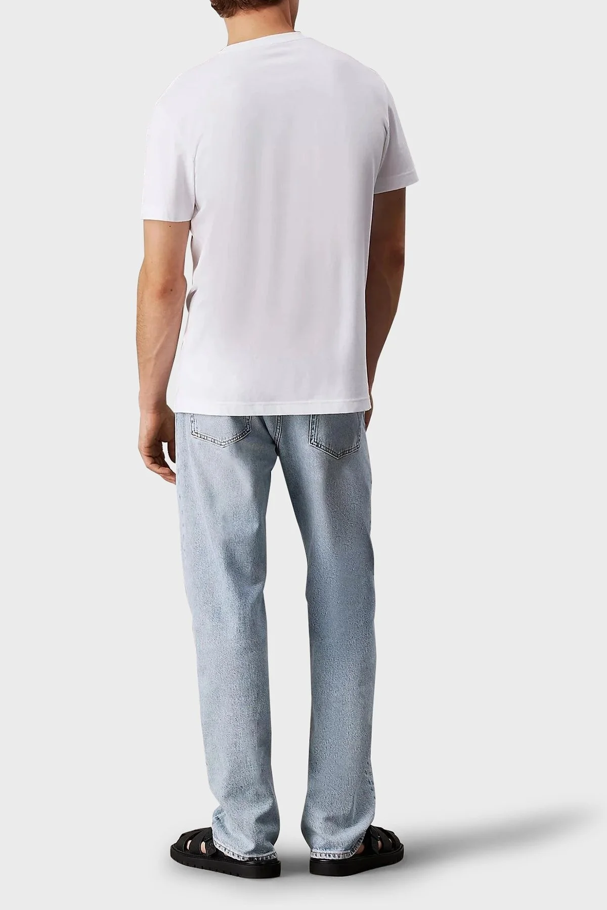 Calvin Klein % 100 Pamuk Regular Fit Bisiklet Yaka J30J327469YAF Erkek T Shirt J30J327469 YAF BEYAZ - 7