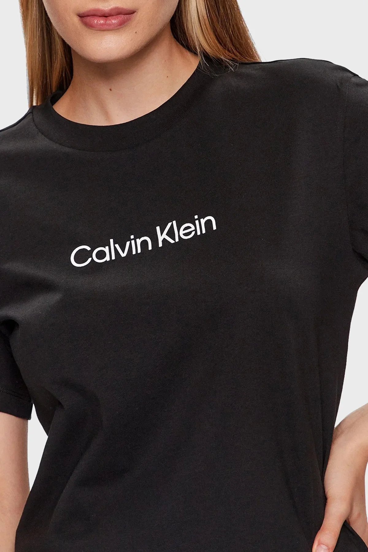 Calvin Klein % 100 Pamuk Regular Fit Bisiklet Yaka K20K205448BEH Bayan T Shirt K20K205448 BEH SİYAH - 9
