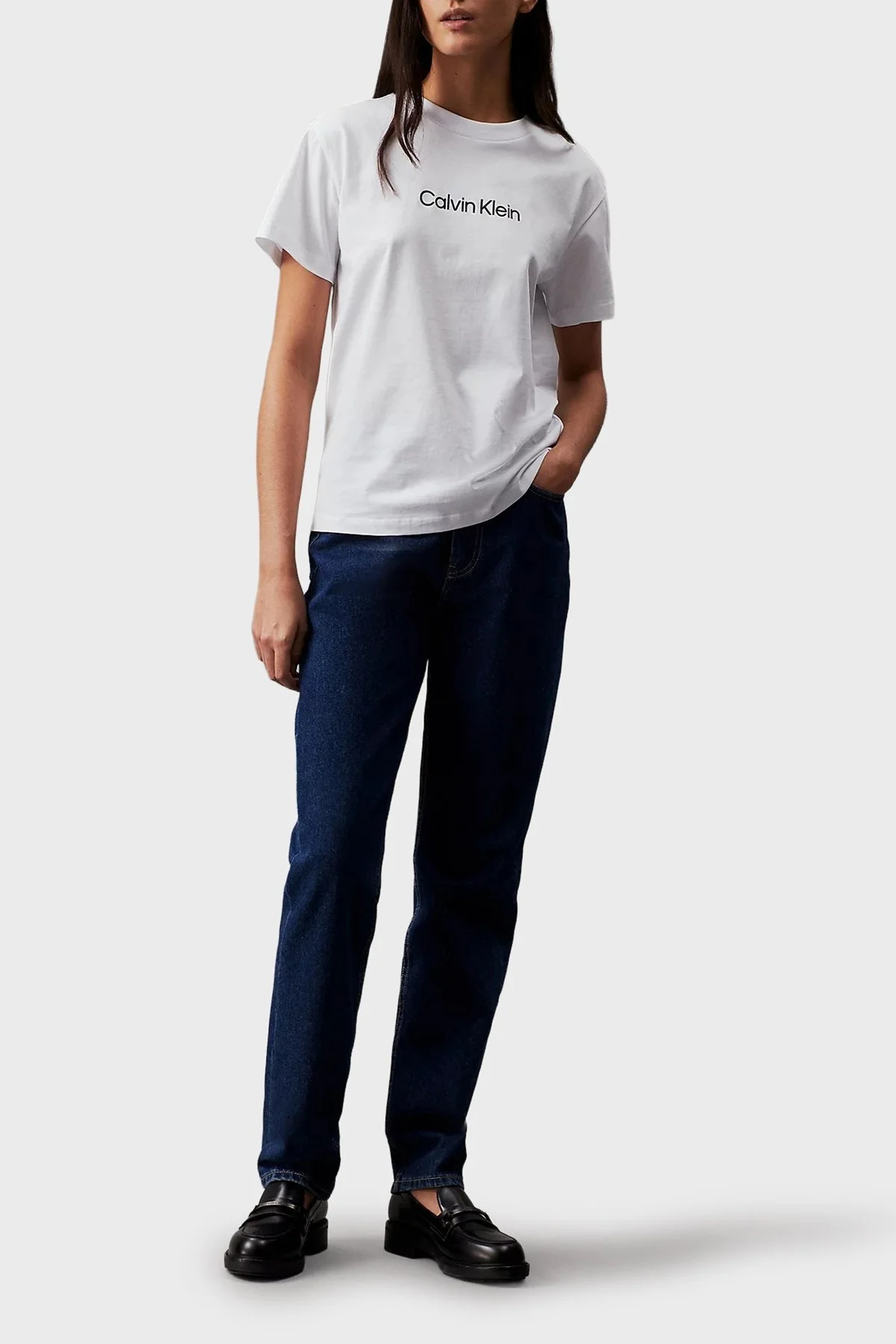 Calvin Klein % 100 Pamuk Regular Fit Bisiklet Yaka K20K205448YAF Bayan T Shirt K20K205448 YAF BEYAZ - 6