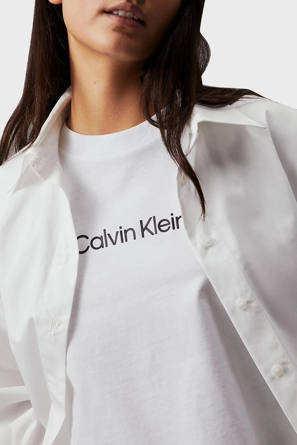 Calvin Klein % 100 Pamuk Regular Fit Bisiklet Yaka K20K205448YAF Bayan T Shirt K20K205448 YAF BEYAZ - 8