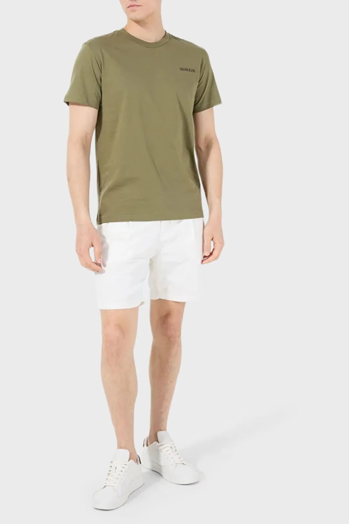 Calvin Klein % 100 Pamuk Regular Fit Bisiklet Yaka KM0KM01146LB6 Erkek T Shirt KM0KM01146 LB6 HAKİ - 2