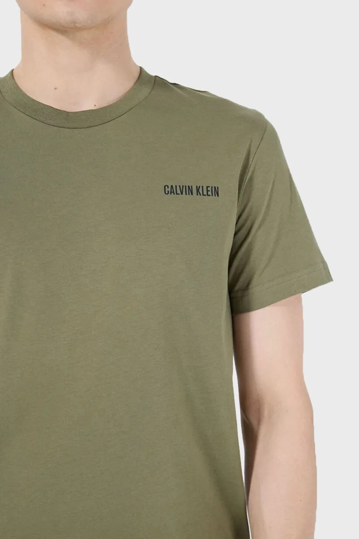 Calvin Klein % 100 Pamuk Regular Fit Bisiklet Yaka KM0KM01146LB6 Erkek T Shirt KM0KM01146 LB6 HAKİ - 5