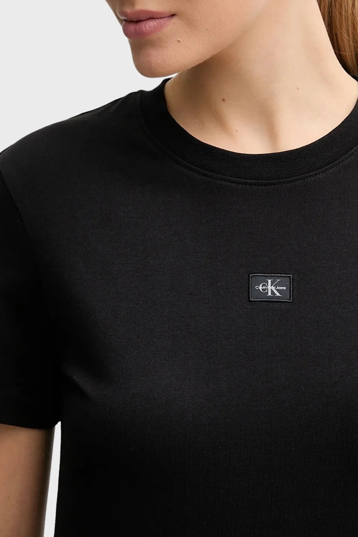 Calvin Klein % 100 Pamuk Regular Fit Bisiklet Yaka Logolu Kadın T Shirt LV047F227G UB1 SİYAH - 3