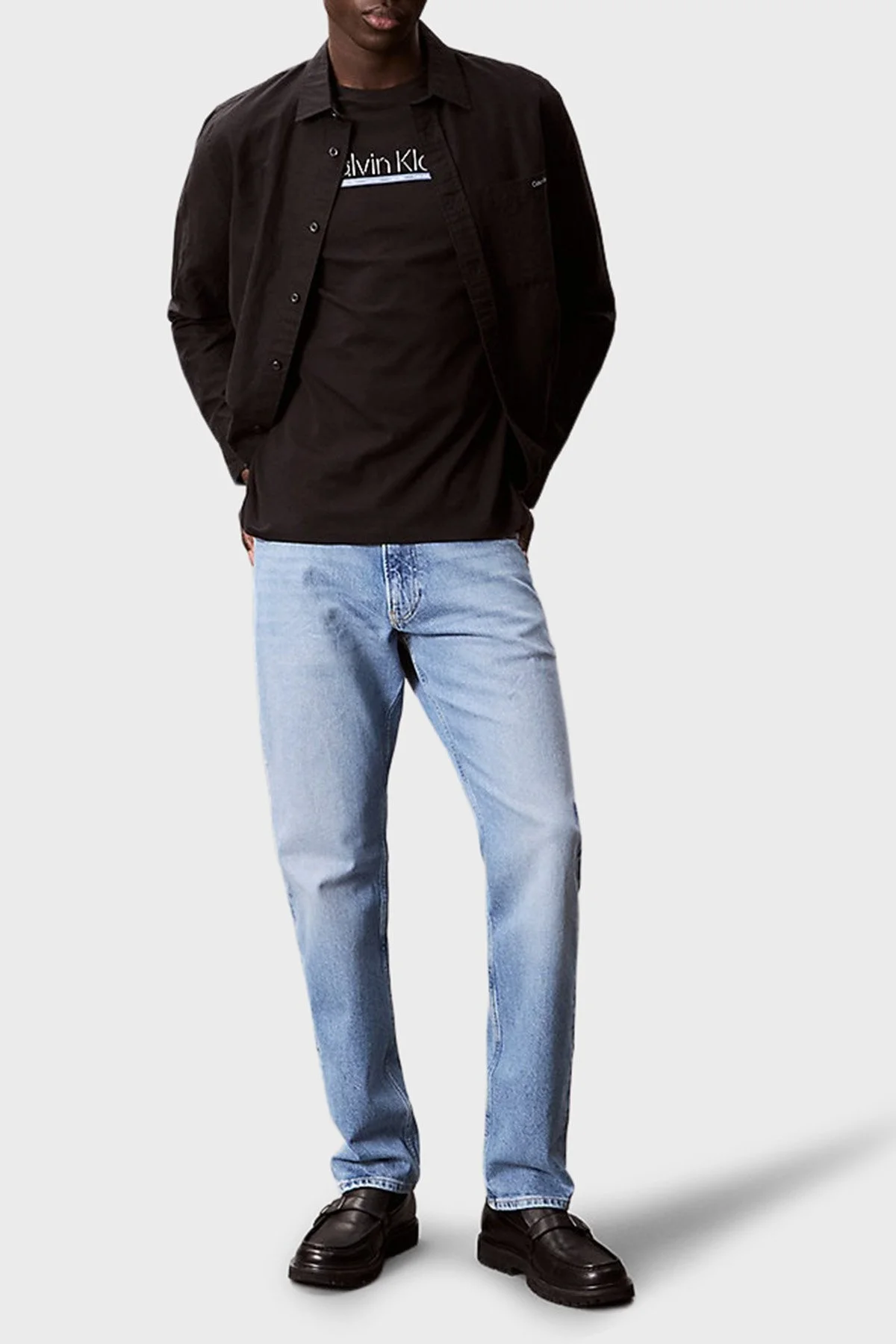 Calvin Klein % 100 Pamuk Regular Fit Bisiklet Yaka Logolu LV04RC852GUB1 Erkek T Shirt LV04RC852G UB1 SİYAH - 2