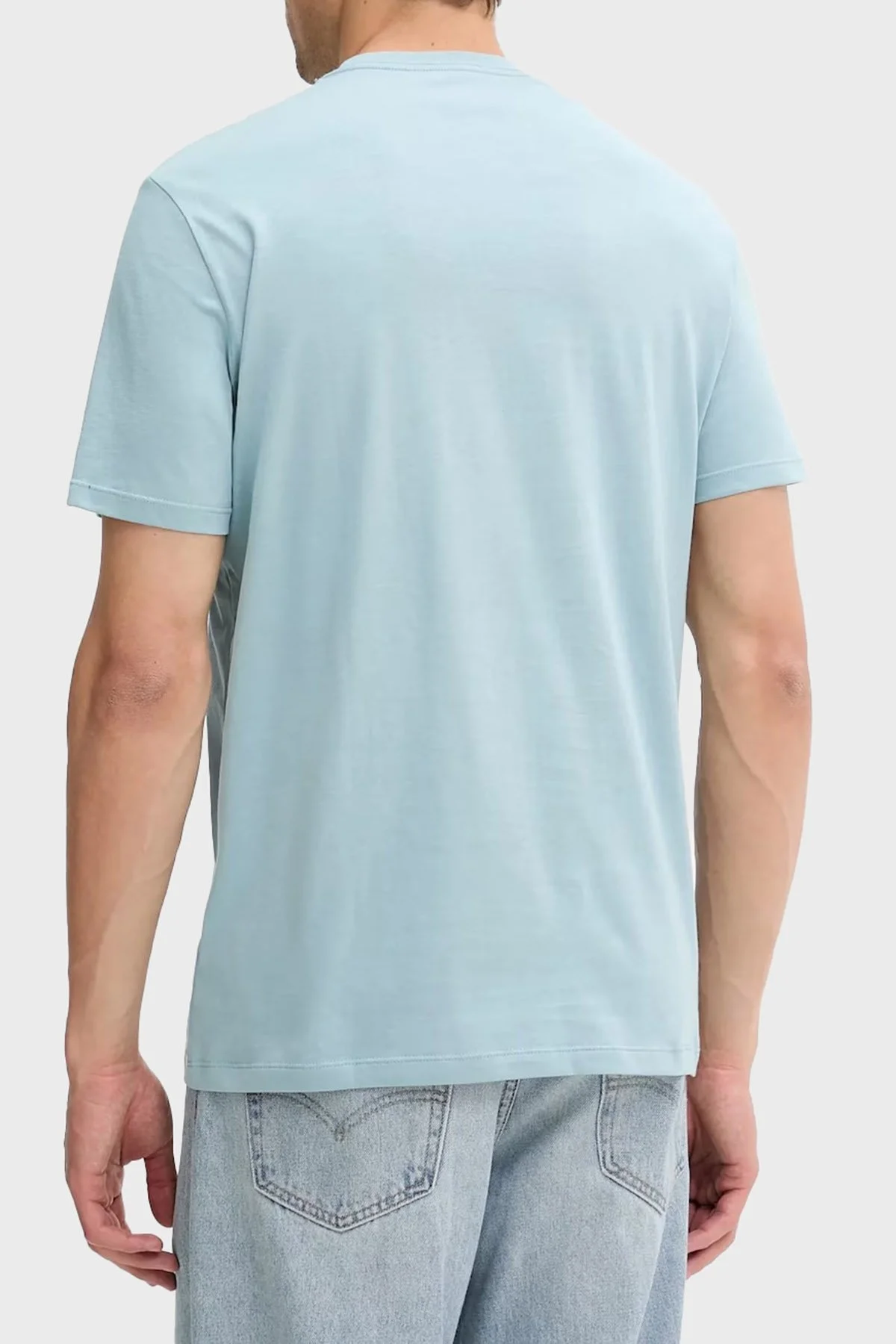 Calvin Klein % 100 Pamuk Regular Fit Bisiklet Yaka Logolu LV04RC854GCJ4 Erkek T Shirt LV04RC854G CJ4 AÇIK MAVİ - 2