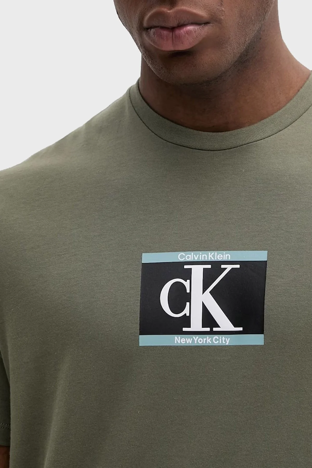 Calvin Klein % 100 Pamuk Regular Fit Bisiklet Yaka Logolu LV04RC854GLDY Erkek T Shirt LV04RC854G LDY HAKİ - 4