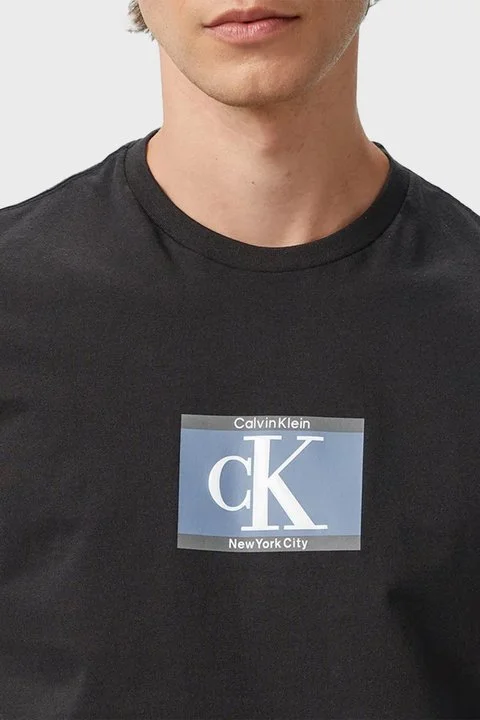 Calvin Klein % 100 Pamuk Regular Fit Bisiklet Yaka Logolu LV04RC854GUB1 Erkek T Shirt LV04RC854G UB1 SİYAH - 3