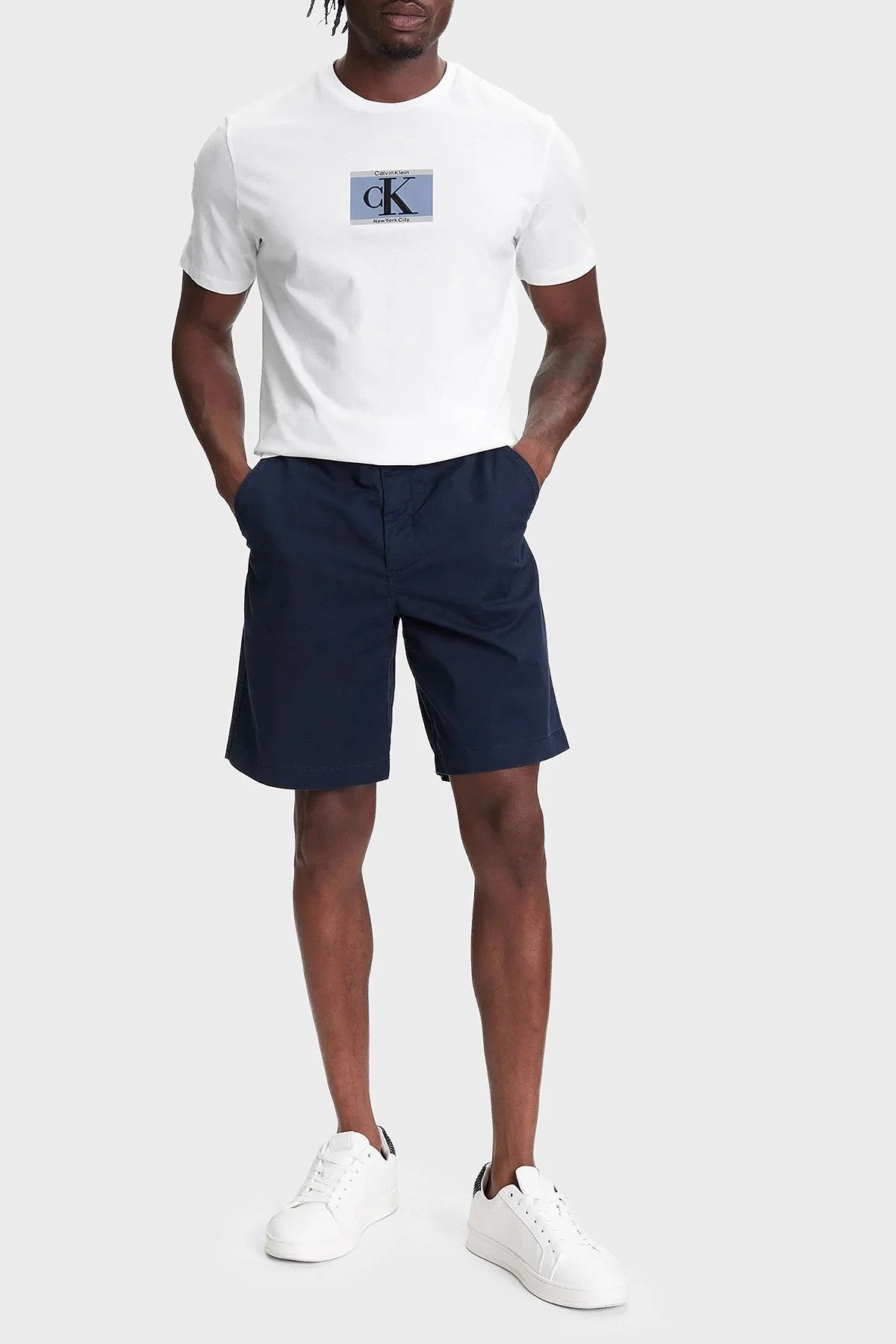 Calvin Klein % 100 Pamuk Regular Fit Bisiklet Yaka Logolu LV04RC854GYAF Erkek T Shirt LV04RC854G YAF BEYAZ - 7