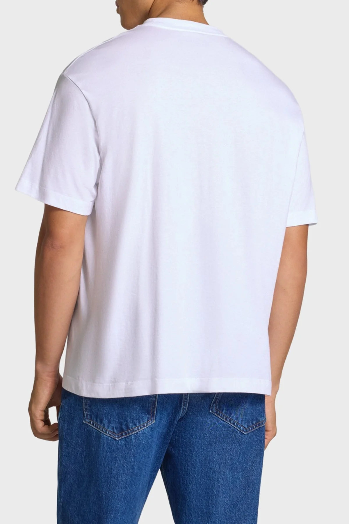 Calvin Klein % 100 Pamuk Regular Fit Bisiklet Yaka Logolu LV04RC856GYAA Erkek T Shirt LV04RC856G YAA BEYAZ - 3