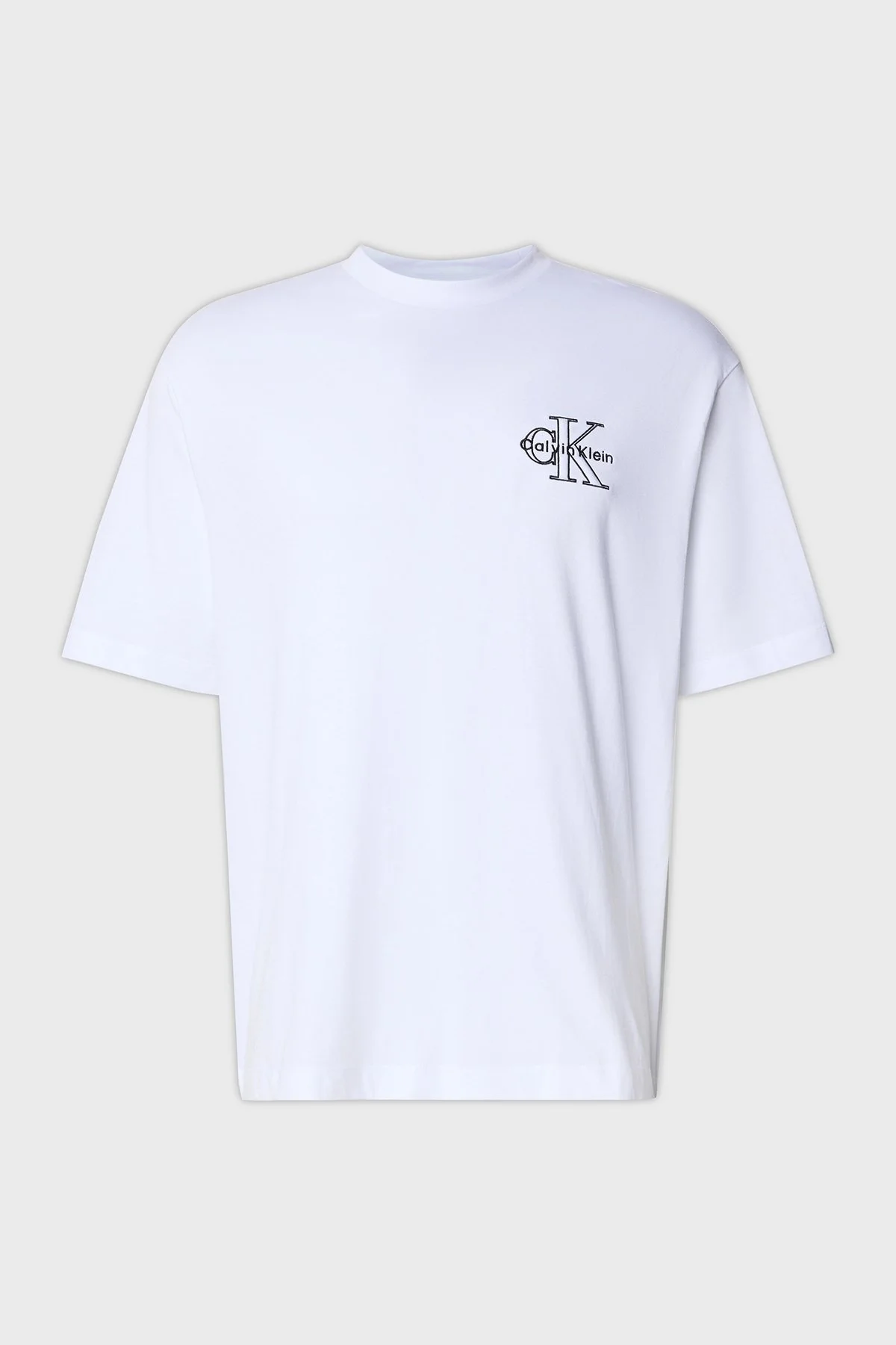 Calvin Klein % 100 Pamuk Regular Fit Bisiklet Yaka Logolu LV04RC856GYAA Erkek T Shirt LV04RC856G YAA BEYAZ - 5