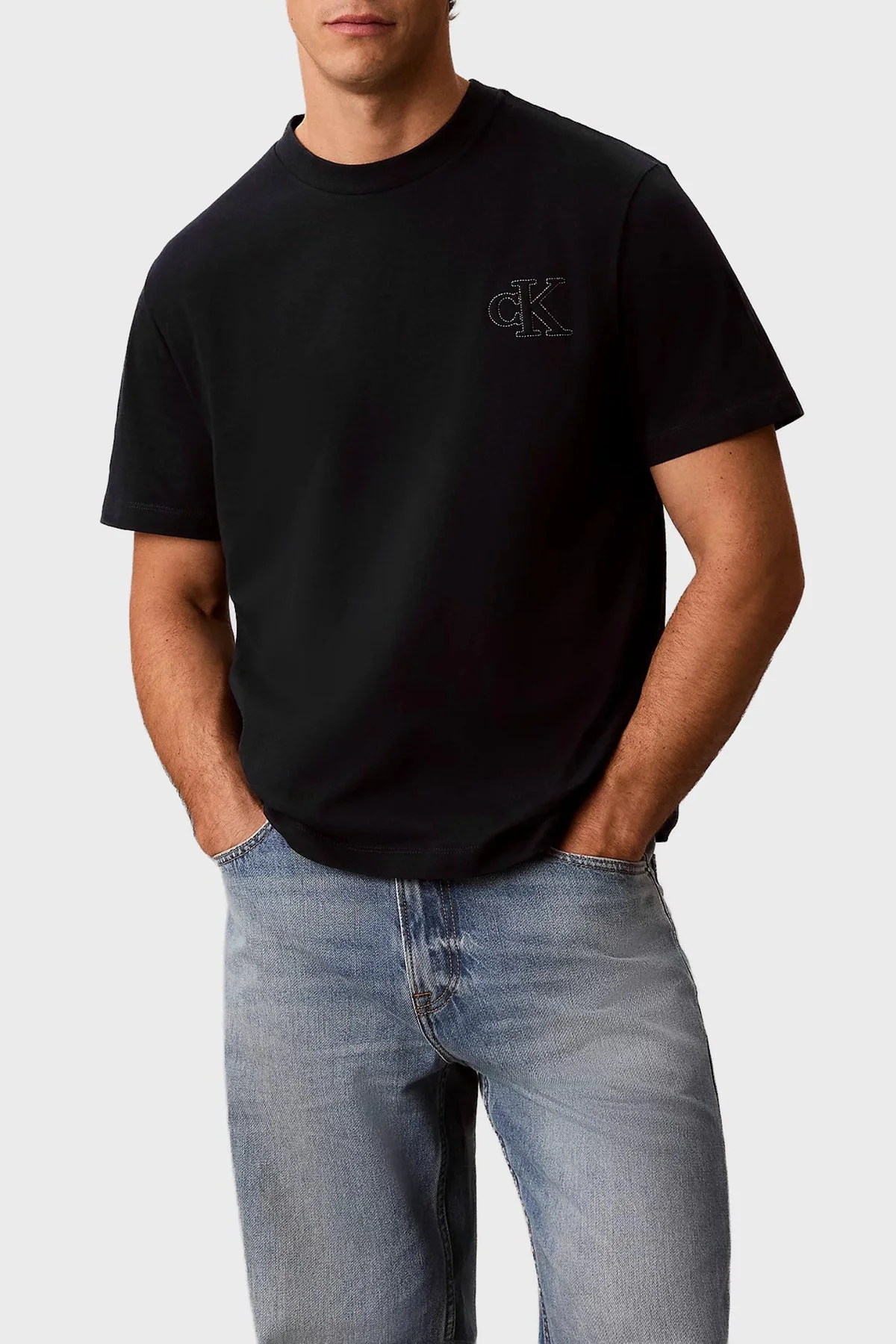 Calvin Klein % 100 Pamuk Regular Fit Bisiklet Yaka LV04RG220GUB1 Erkek T Shirt LV04RG220G UB1 Siyah - 1