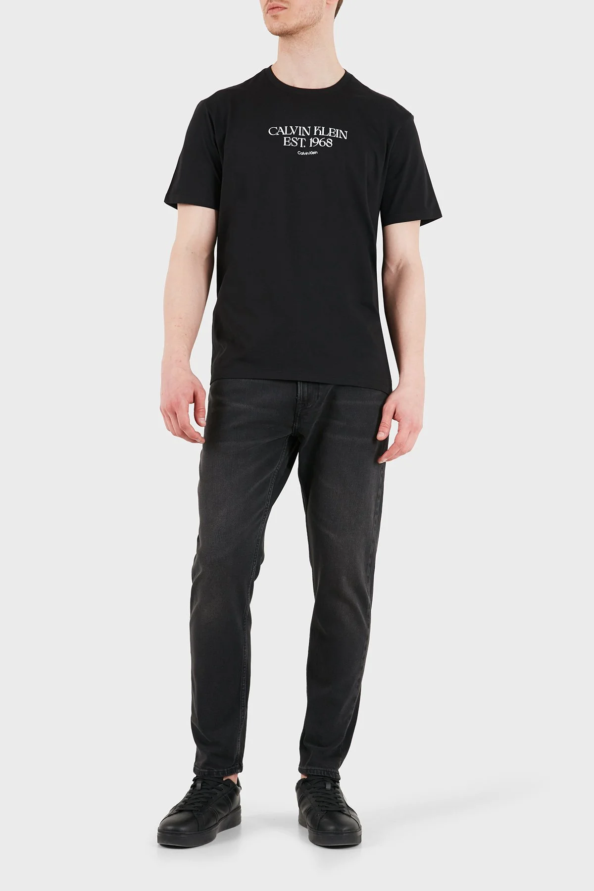 Calvin Klein % 100 Pamuk Regular Fit Bisiklet Yaka LV14RF804GUB1 Erkek T Shirt LV14RF804G UB1 SİYAH - 2