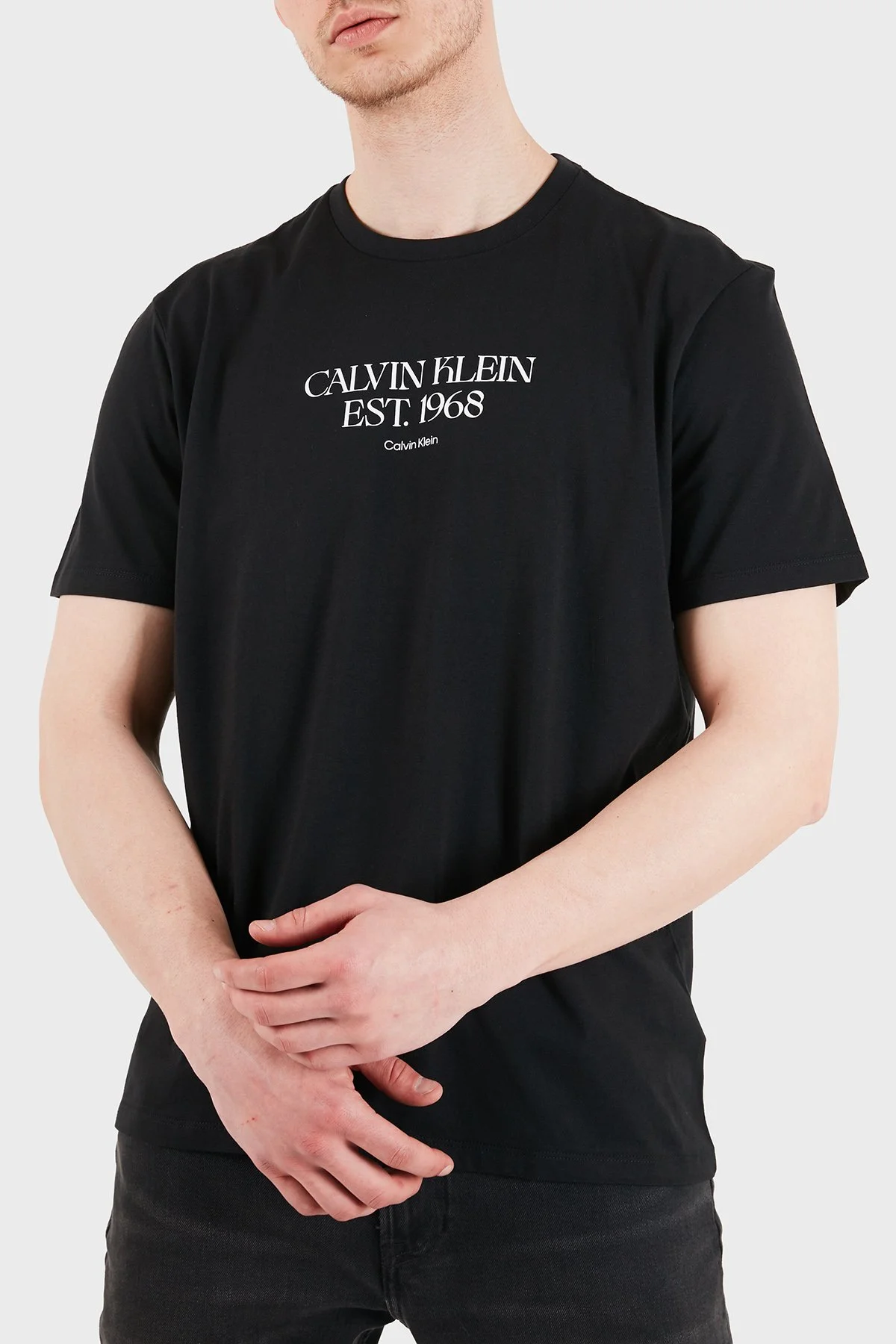 Calvin Klein % 100 Pamuk Regular Fit Bisiklet Yaka LV14RF804GUB1 Erkek T Shirt LV14RF804G UB1 SİYAH - 5