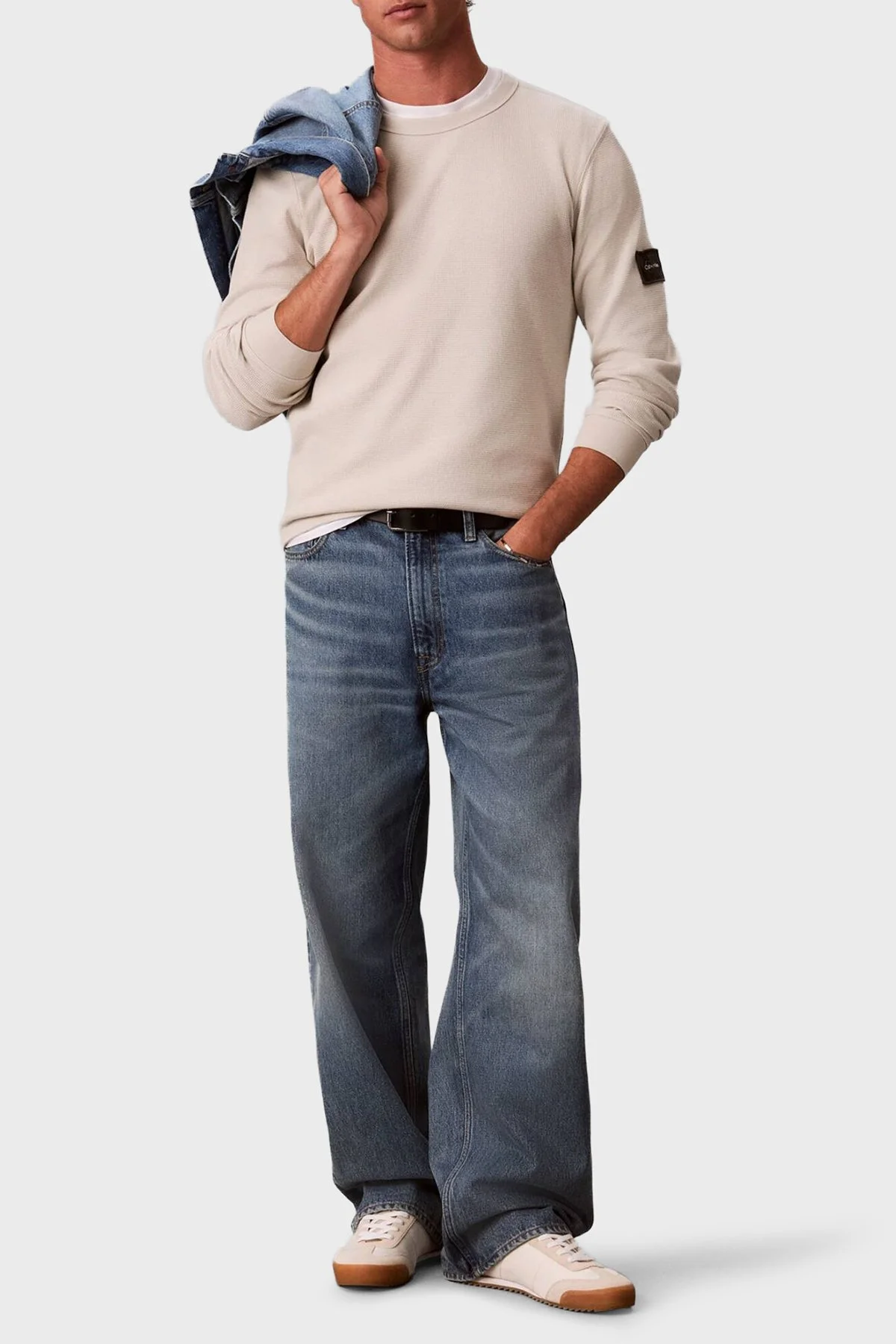 Calvin Klein % 100 Pamuk Regular Fit Bisiklet Yaka Uzun Kollu LV04RJ209GPDJ Erkek T Shirt LV04RJ209G PDJ Ekru - 2